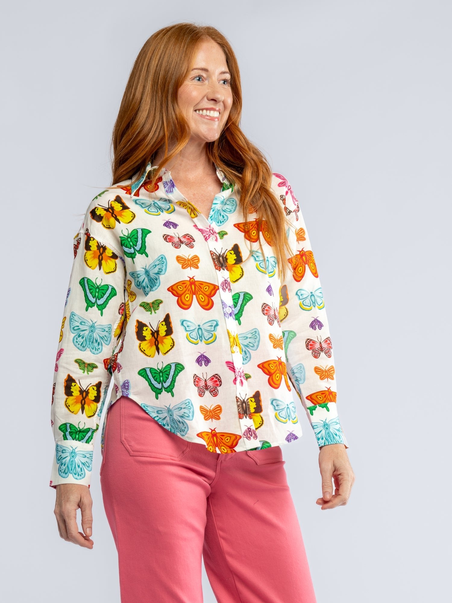 DAWN shirt Butterflies and Moths - Lesley Evers-Best Seller-blouse-butterflies