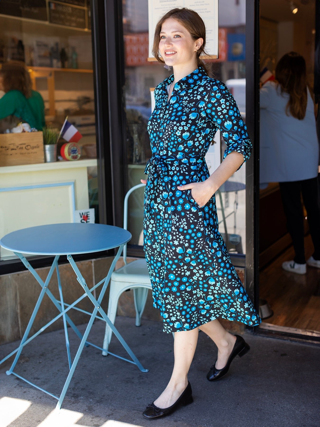 DELIA midi dress Blossom Breeze Blue - Lesley Evers - cotton dress - delia - Dress