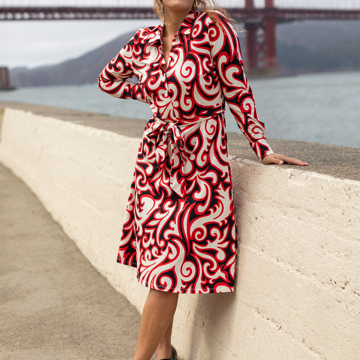 DELIA midi dress Filigree Red M