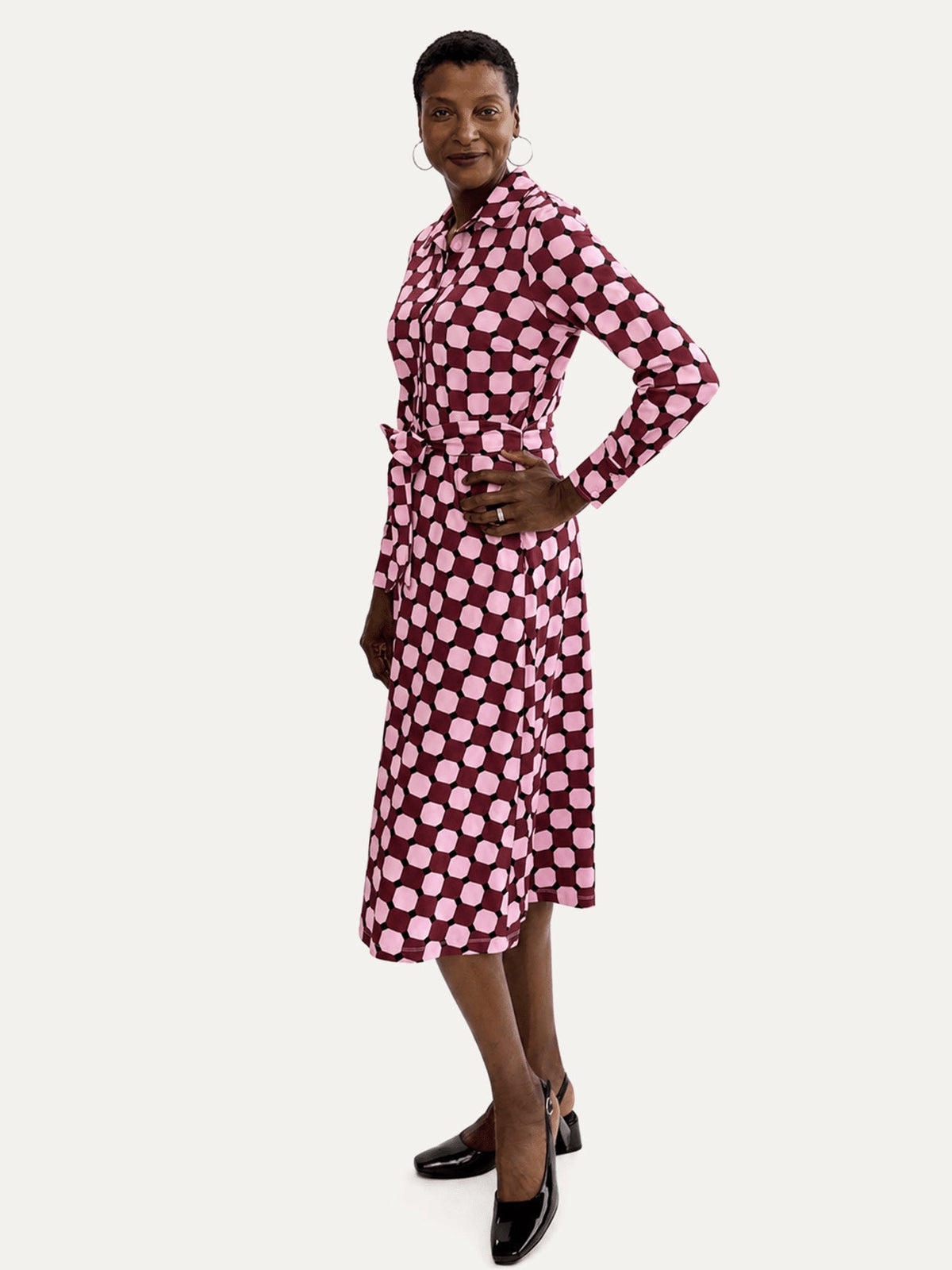 DELIA midi dress Promenade Pink - Lesley Evers-cotton dress-delia-Dress