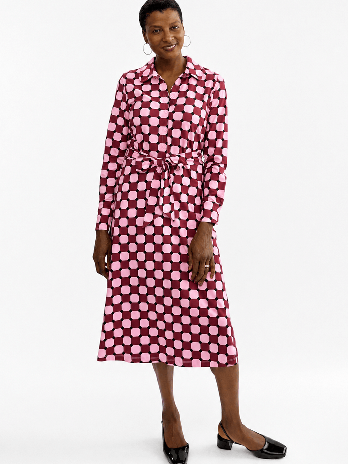 DELIA midi dress Promenade Pink - Lesley Evers-cotton dress-delia-Dress