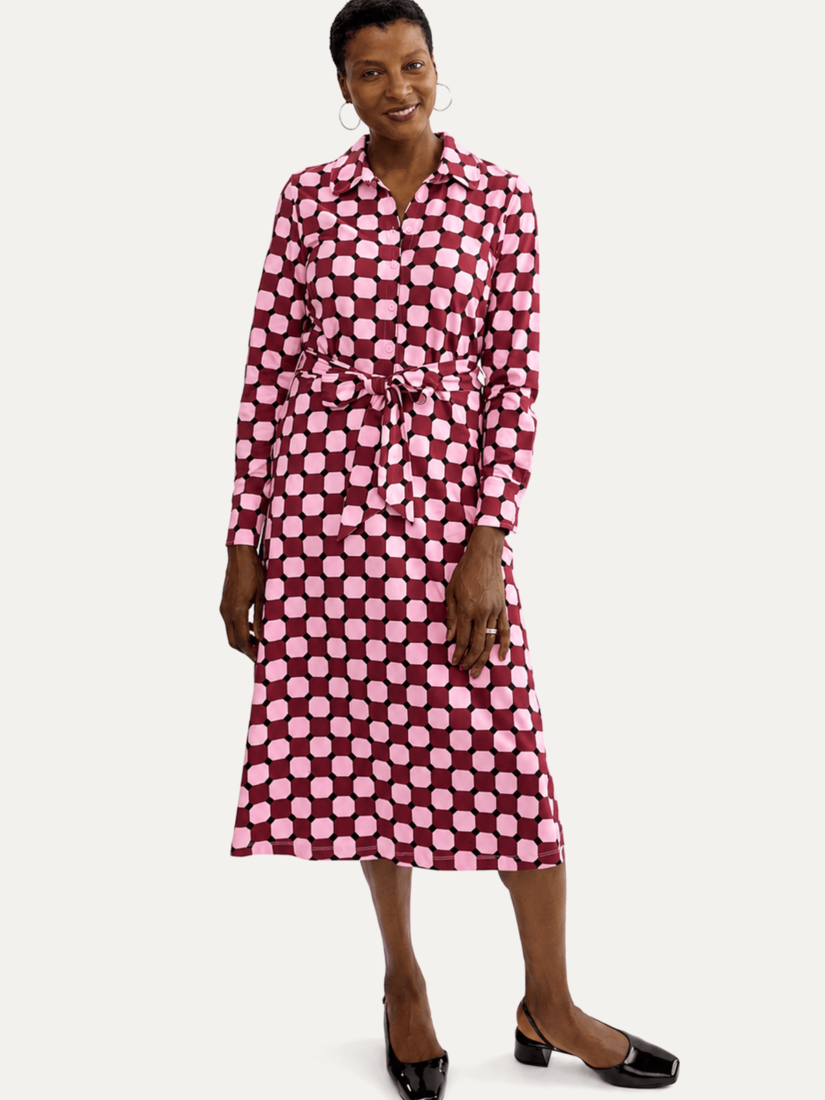 DELIA midi dress Promenade Pink - Lesley Evers-cotton dress-delia-Dress