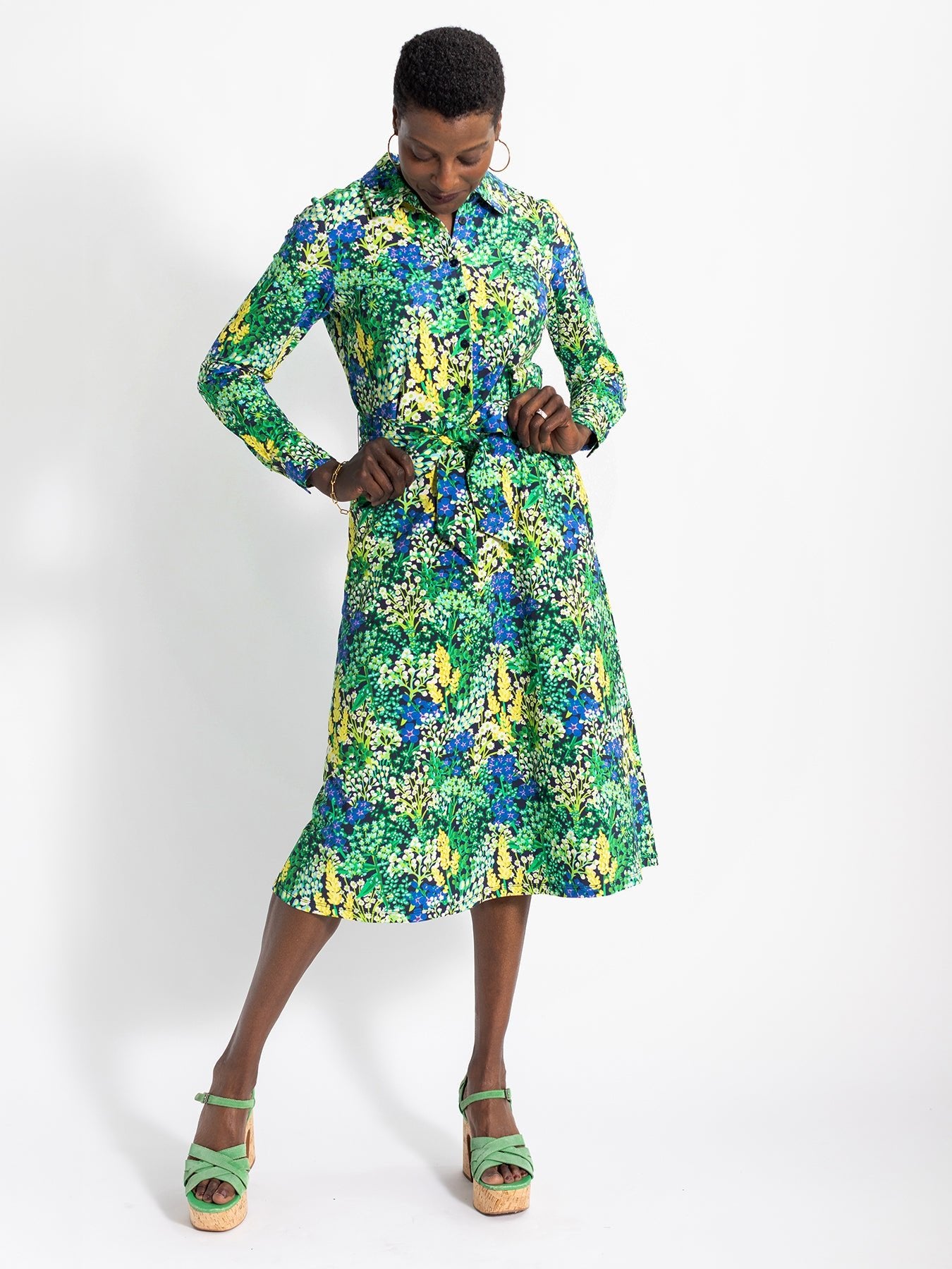DELIA midi dress Spring Meadow Green - Lesley Evers - cotton dress - delia - Dress