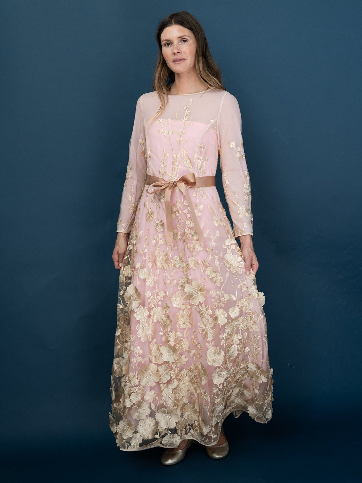DELPHINE dress Gold Blush - Lesley Evers-Dress-gown-Shop