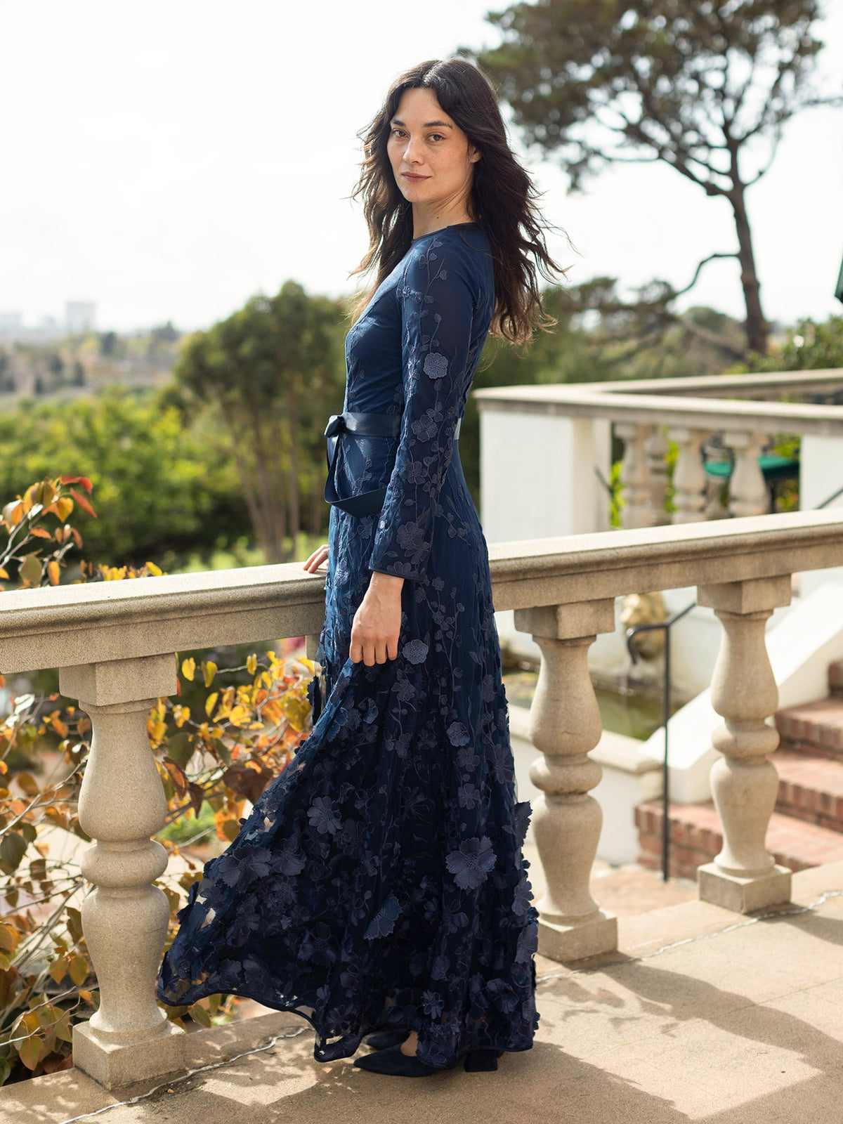 DELPHINE dress Navy - Lesley Evers-Dress-gown-Shop