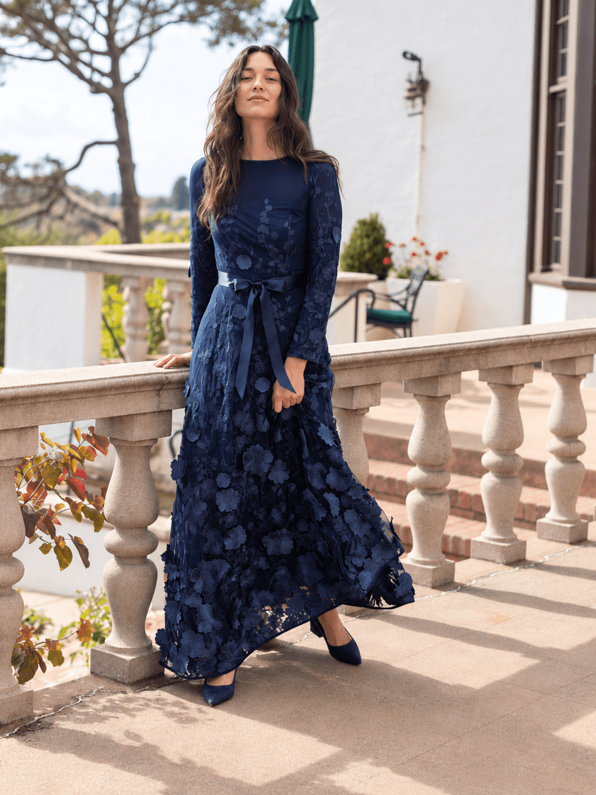DELPHINE dress Navy - Lesley Evers-Dress-gown-Shop