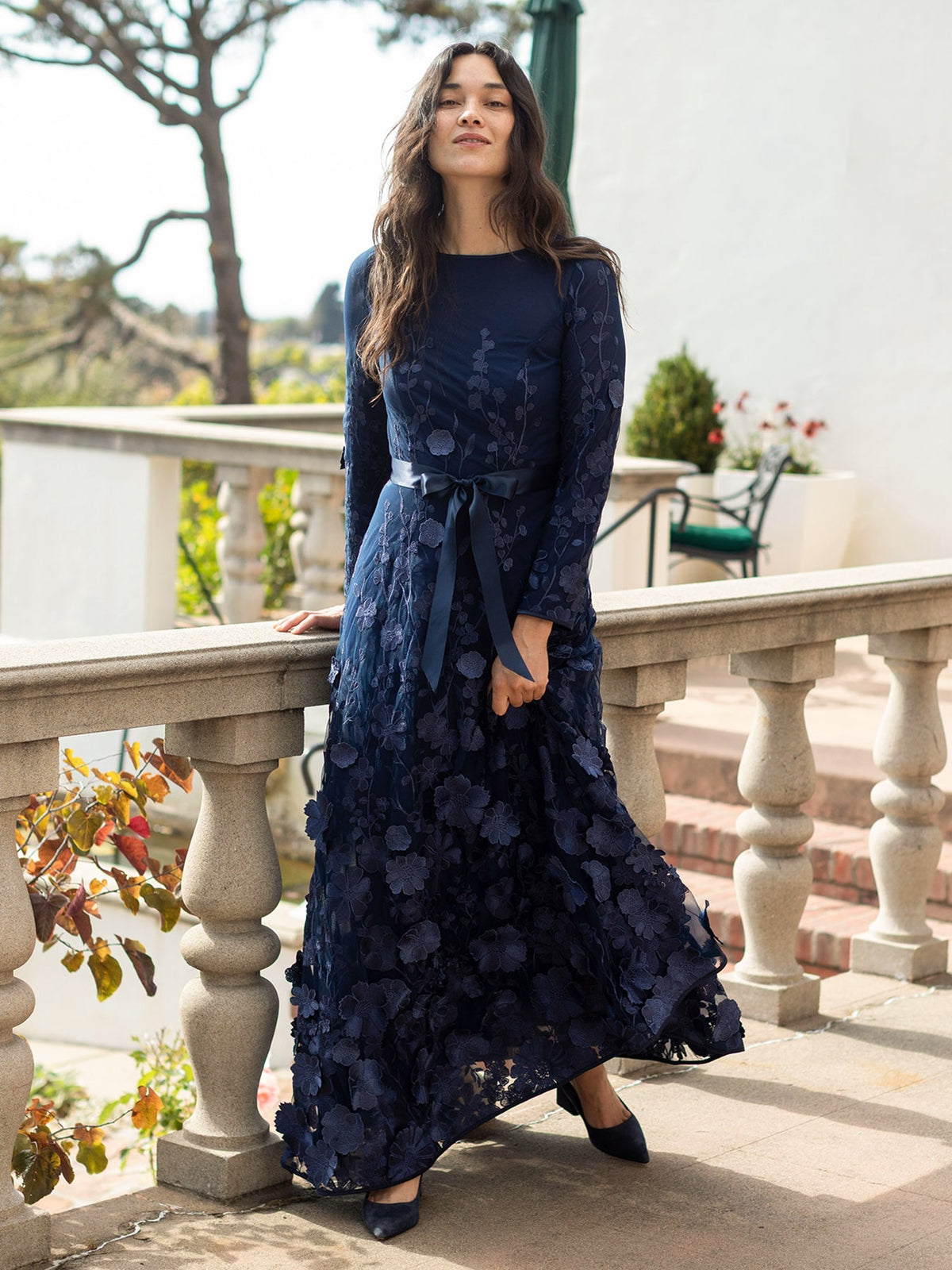 DELPHINE dress Navy - Lesley Evers-Dress-gown-Shop