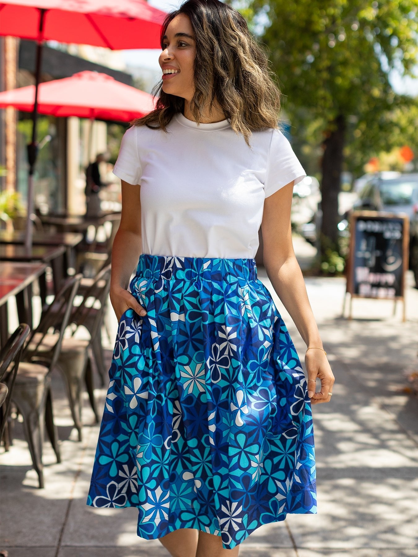 DIXIE skirt Kaleidoscope Blue - Lesley Evers - Blue - Bottoms - Shop