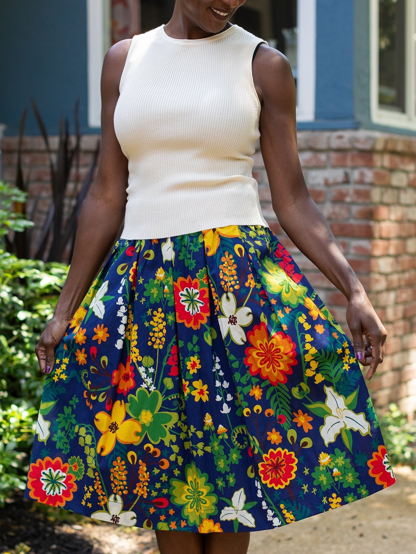 DIXIE skirt Woodland Navy - Lesley Evers - Blue - Bottoms - Shop