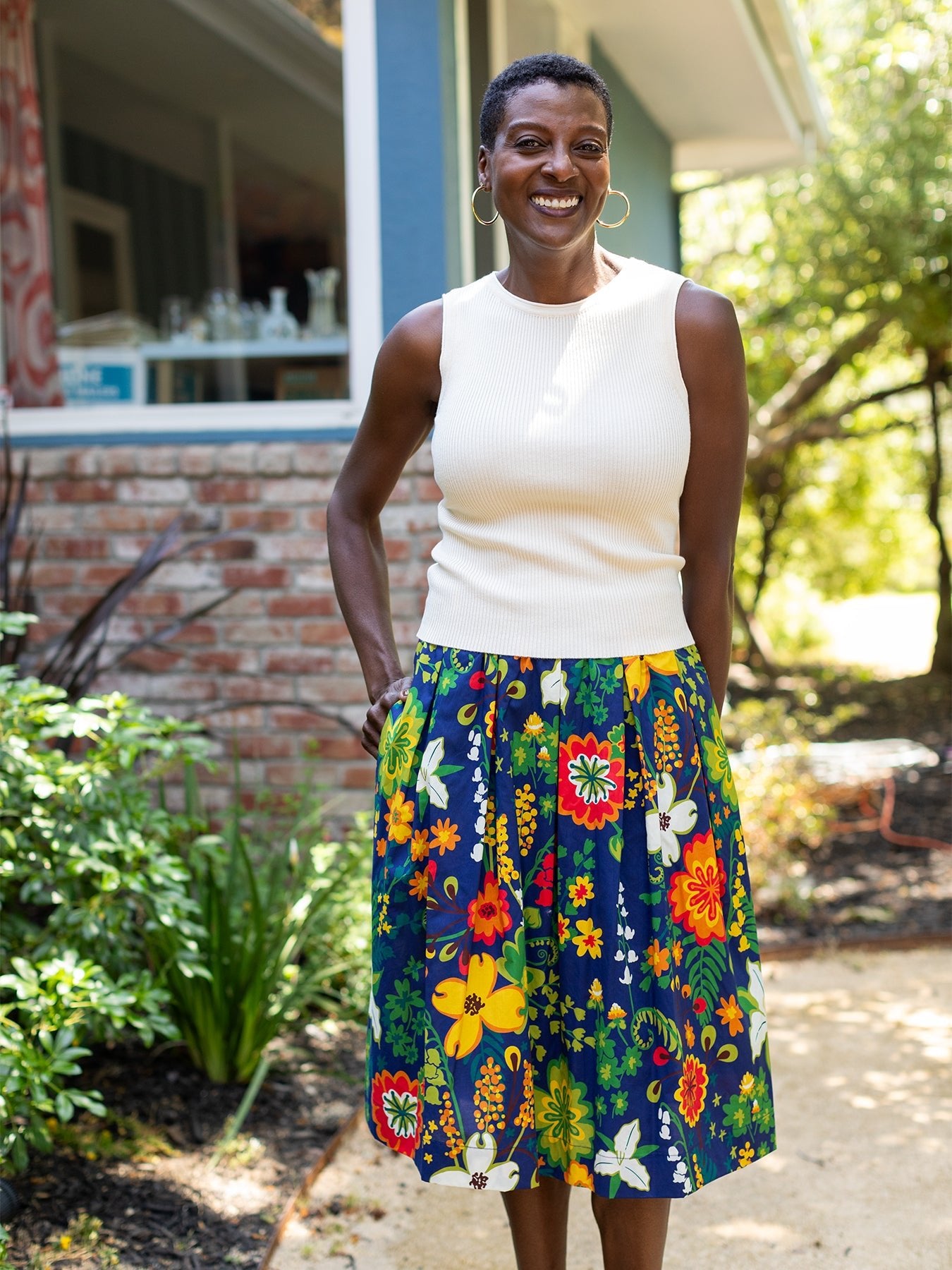 DIXIE skirt Woodland Navy - Lesley Evers - Blue - Bottoms - Shop