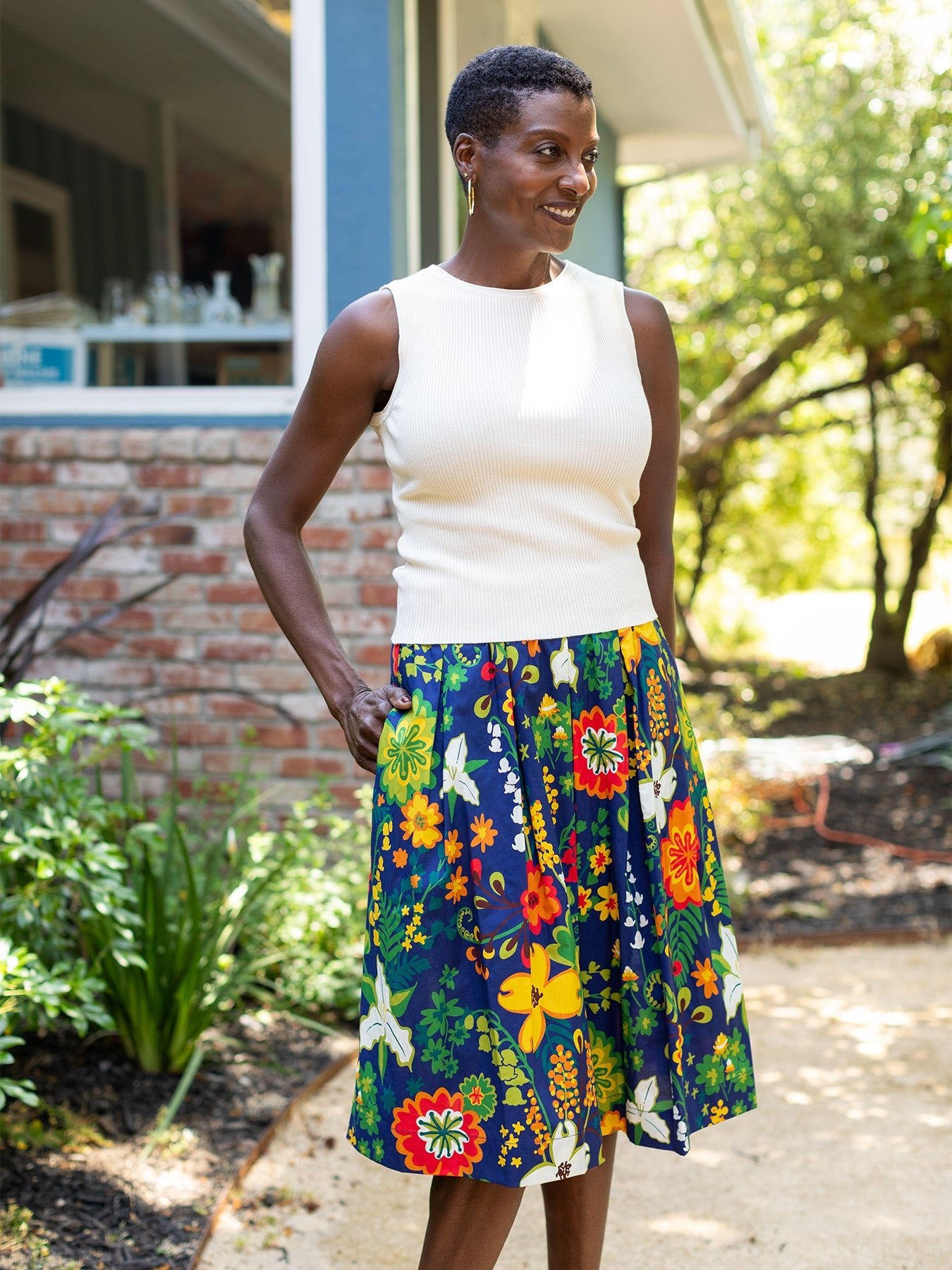 DIXIE skirt Woodland Navy - Lesley Evers - Blue - Bottoms - Shop