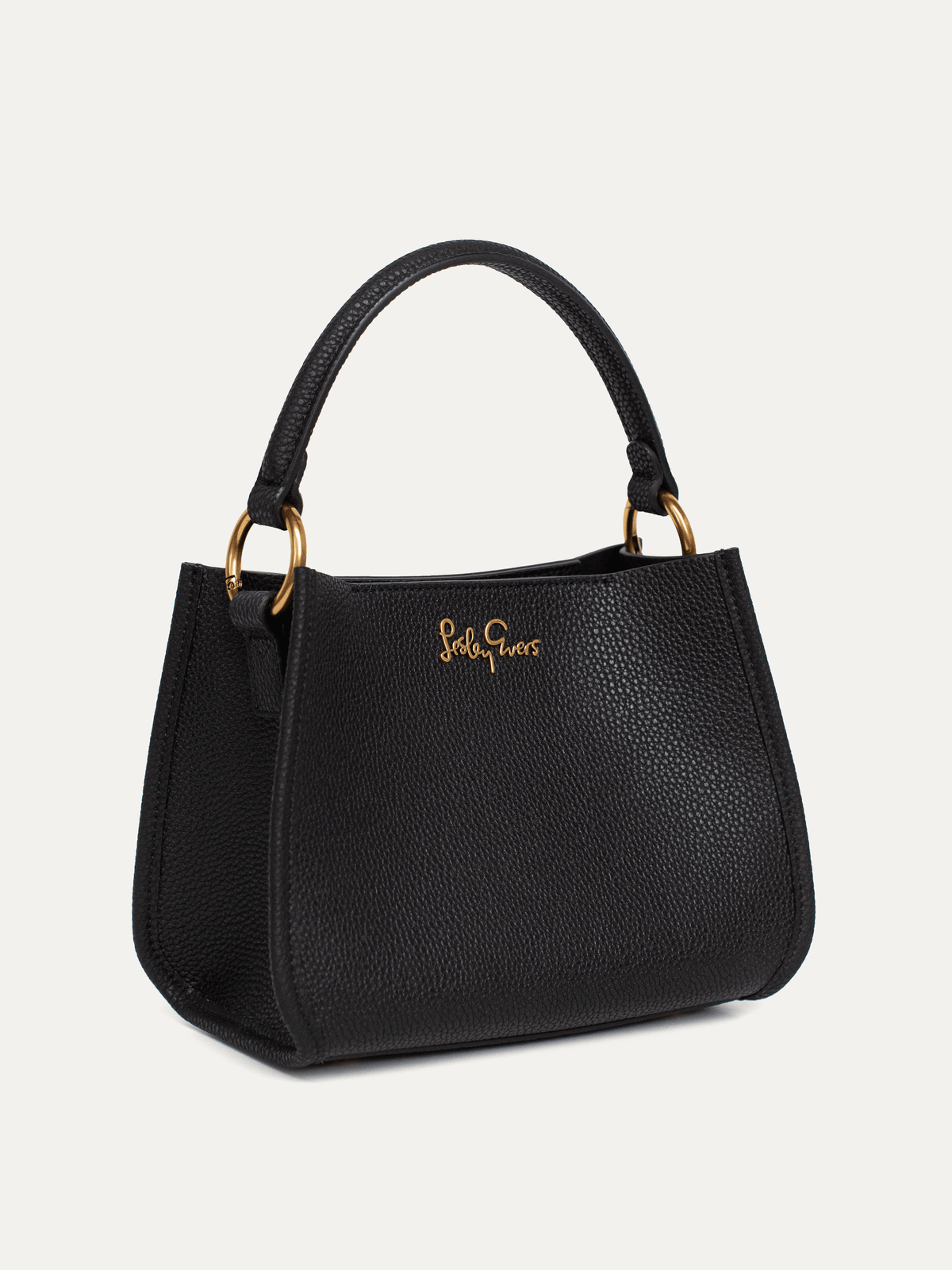 DOTTIE Leather Handbag Black - Lesley Evers-Accessories-bag with silk scarf-crossbody