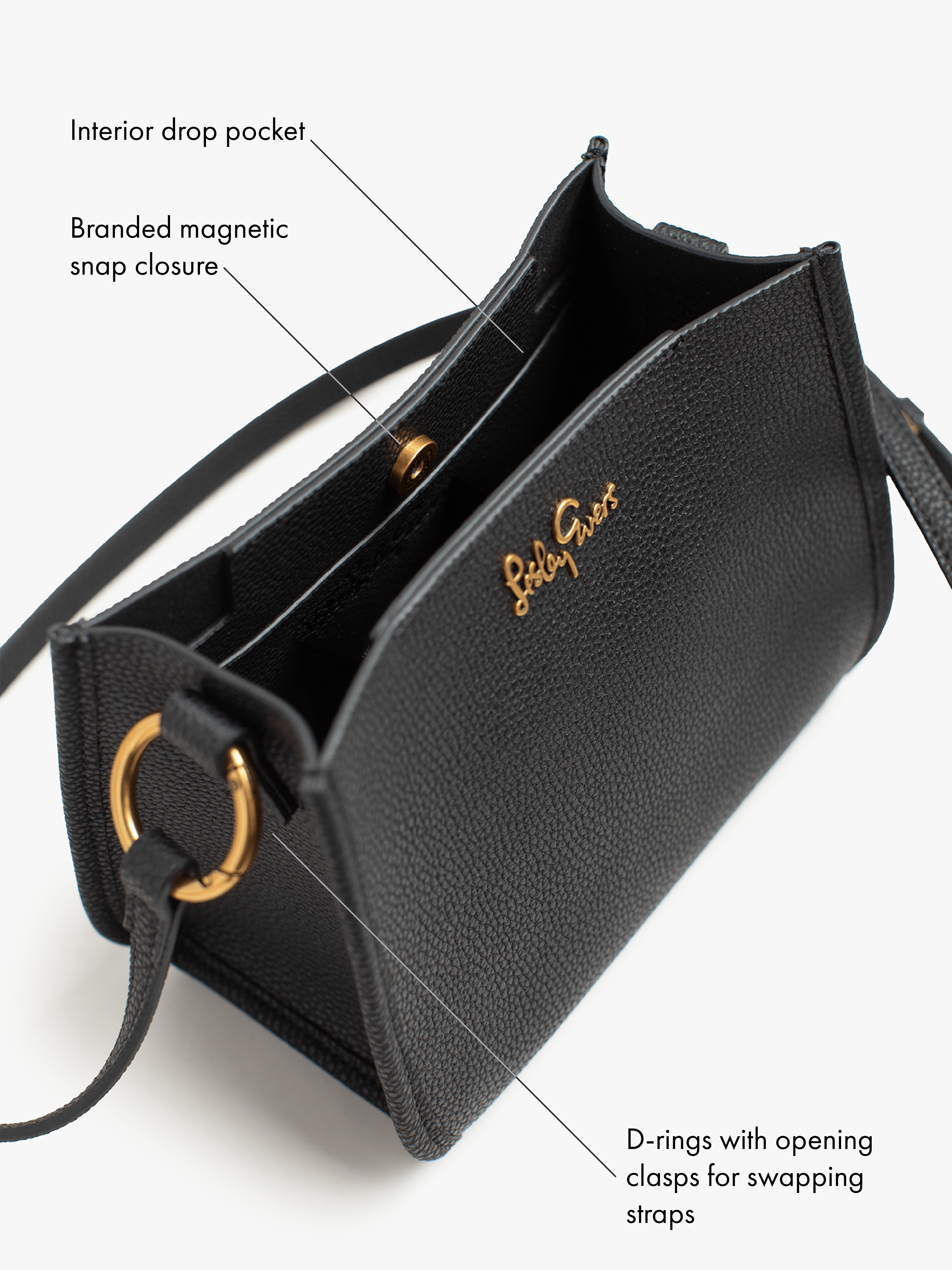 DOTTIE Leather Handbag Black - Lesley Evers - Accessories - Bonnie cover - Giftable