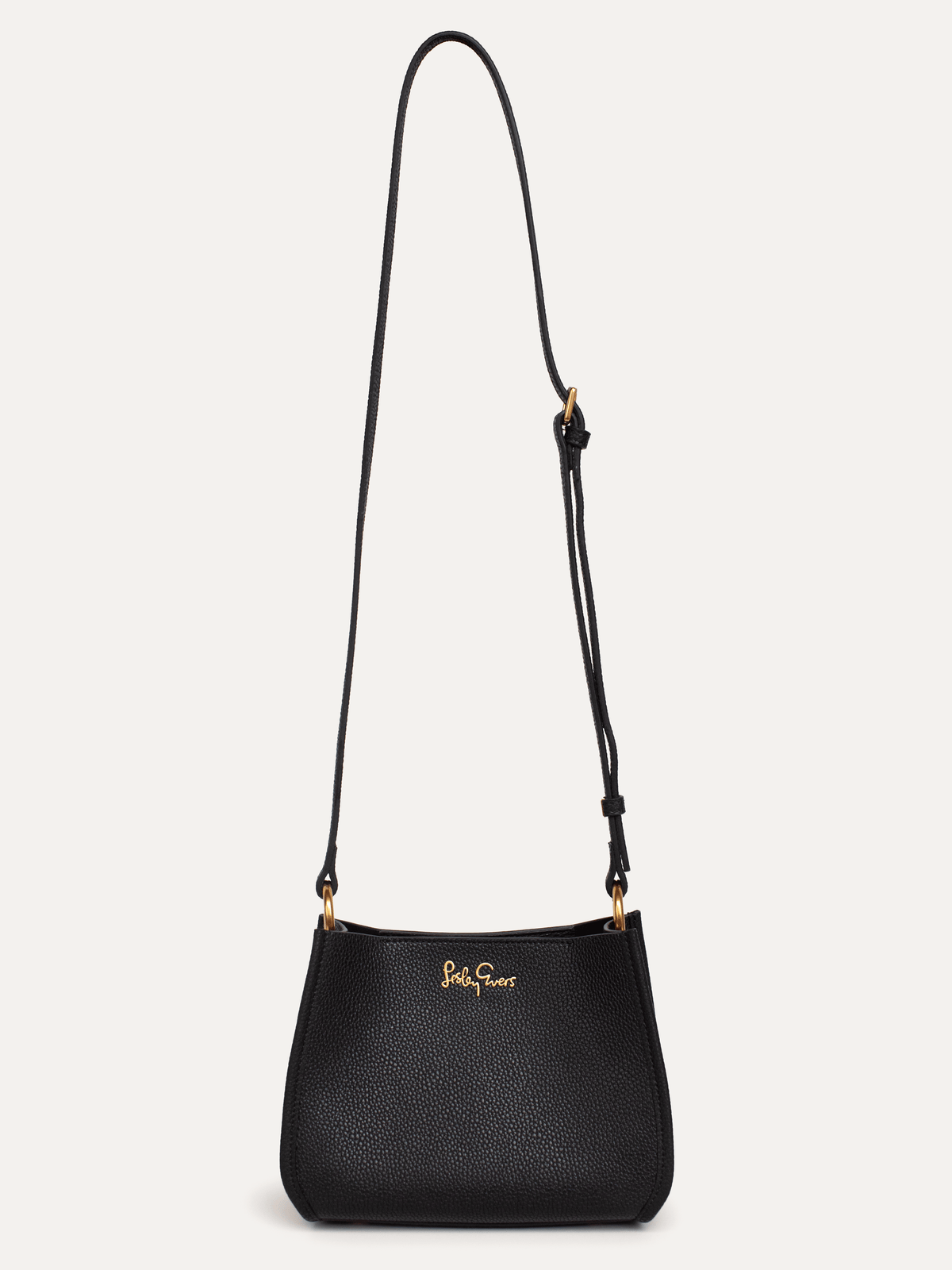 DOTTIE Leather Handbag Black - Lesley Evers-Accessories-bag with silk scarf-crossbody
