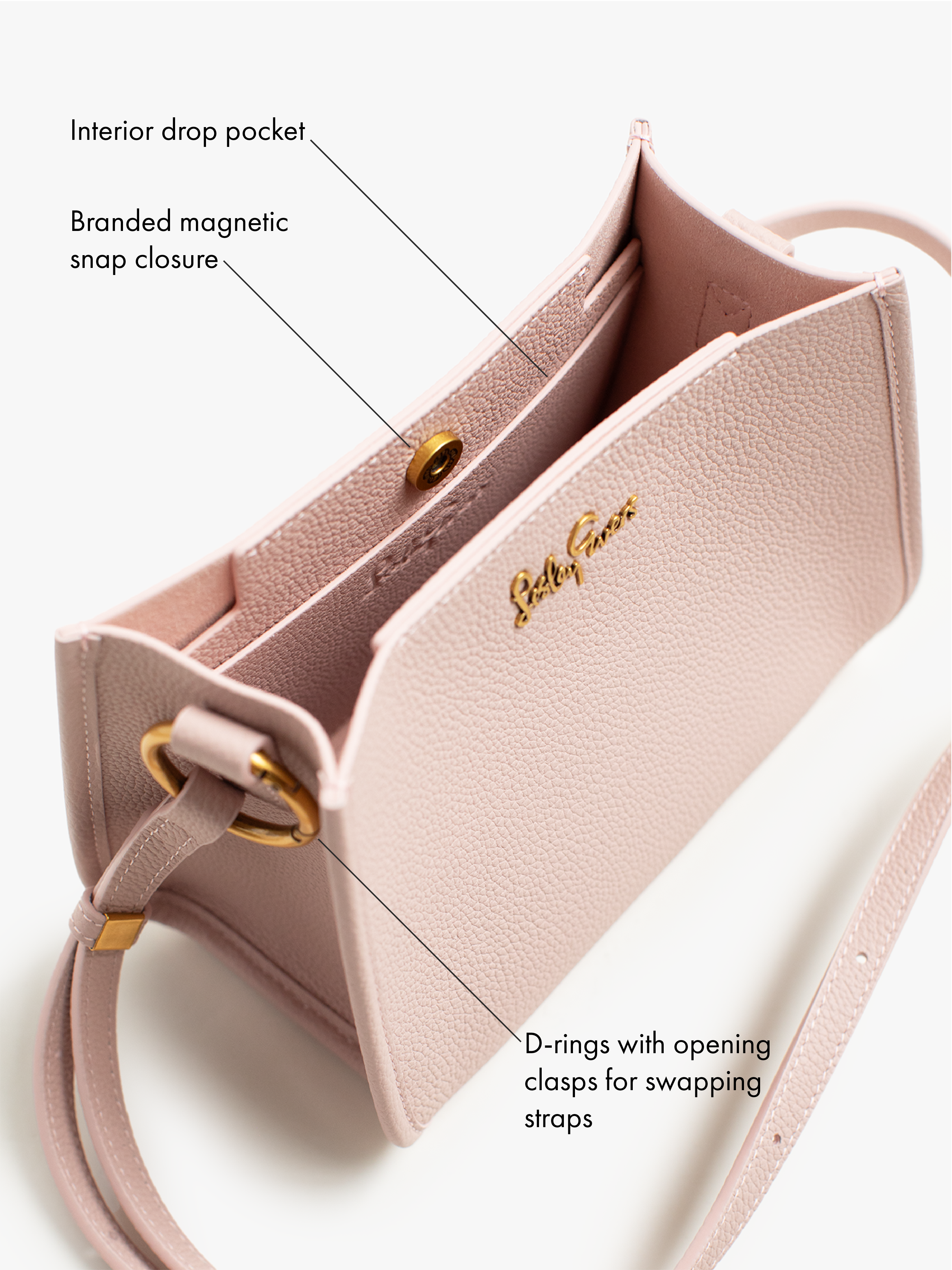 DOTTIE Leather Handbag Pink - Lesley Evers - Accessories - Bonnie cover - Giftable