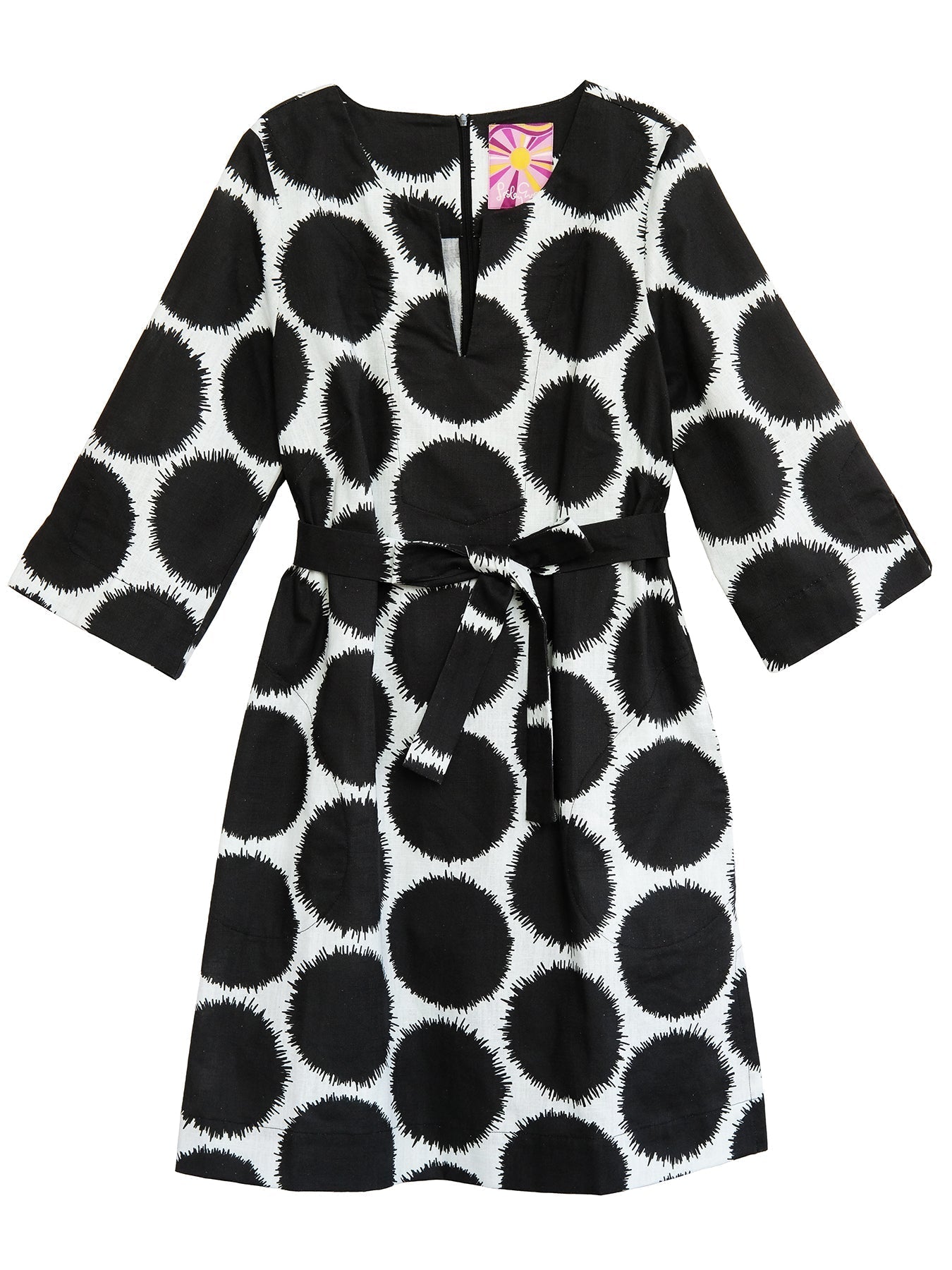 DREW dress Black Puffballs - Lesley Evers-black and white-black and white dress-black dress
