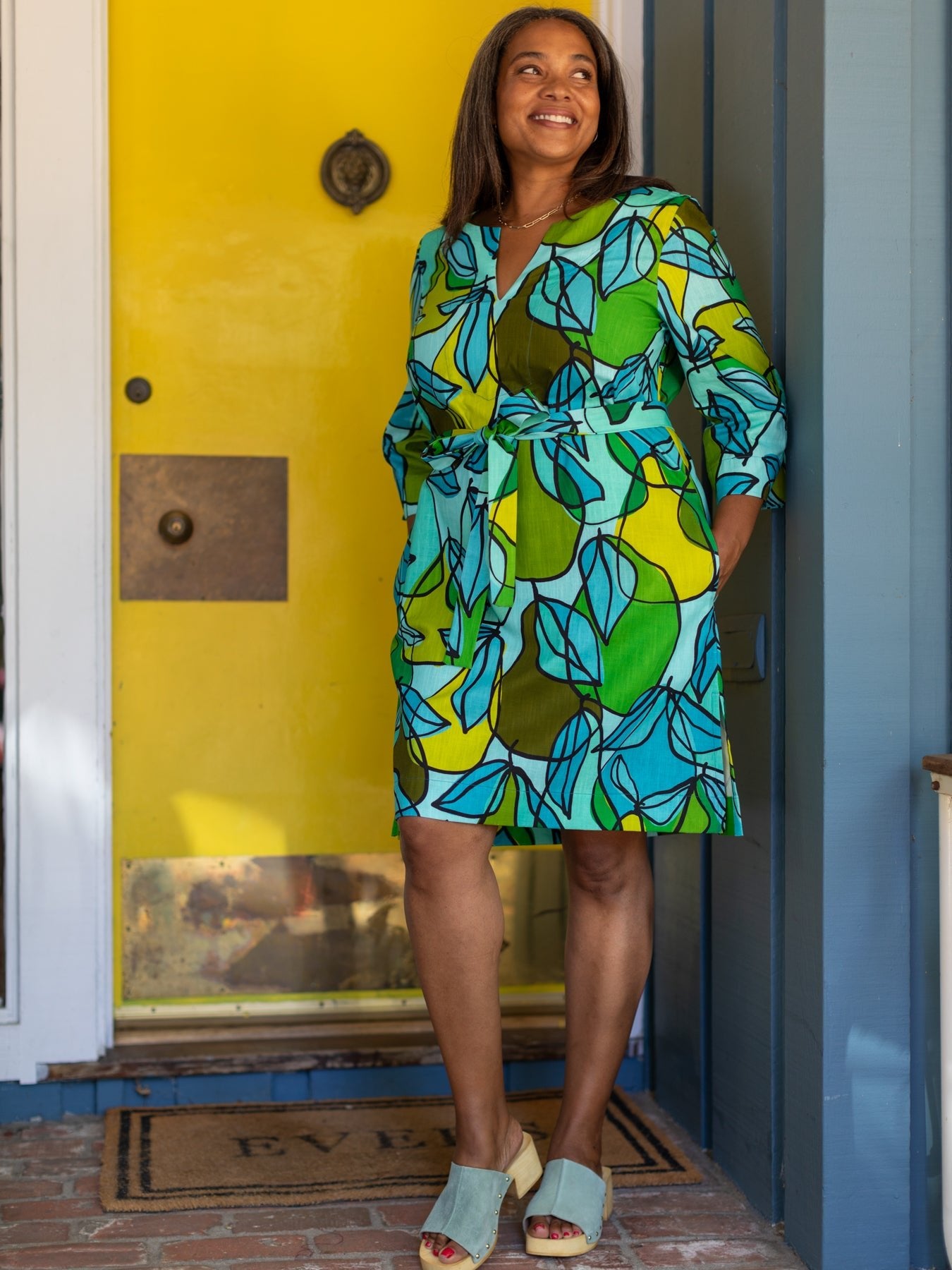 DREW dress Pears - Lesley Evers - black dress - cotton dress - cotton slub