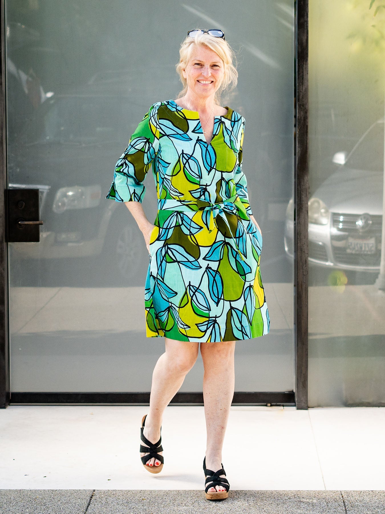 DREW dress Pears - Lesley Evers-black dress-cotton dress-cotton slub