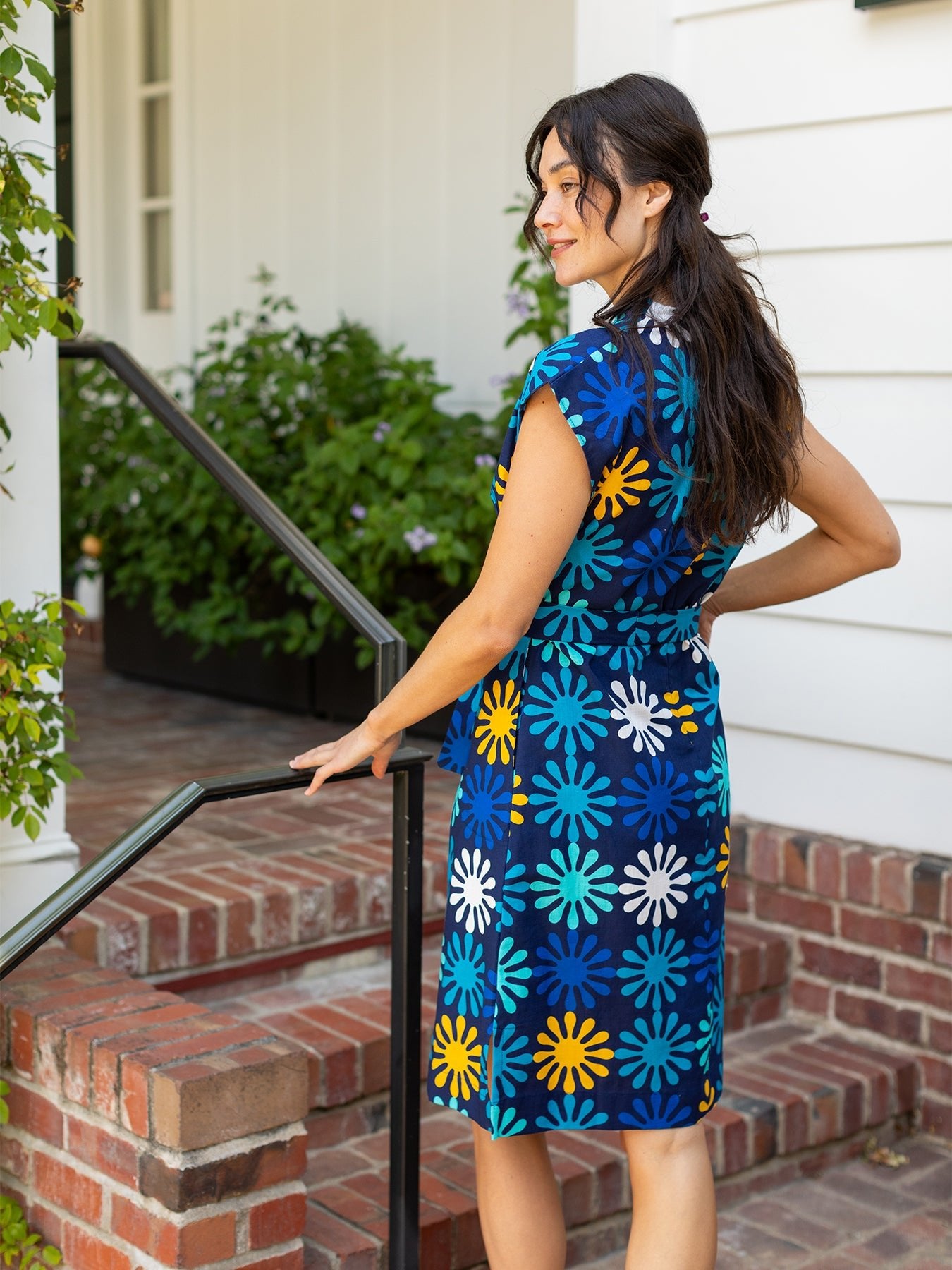 ELAINE dress Spritz Blue - Lesley Evers - butterflies - butterflies moths - cotton dress