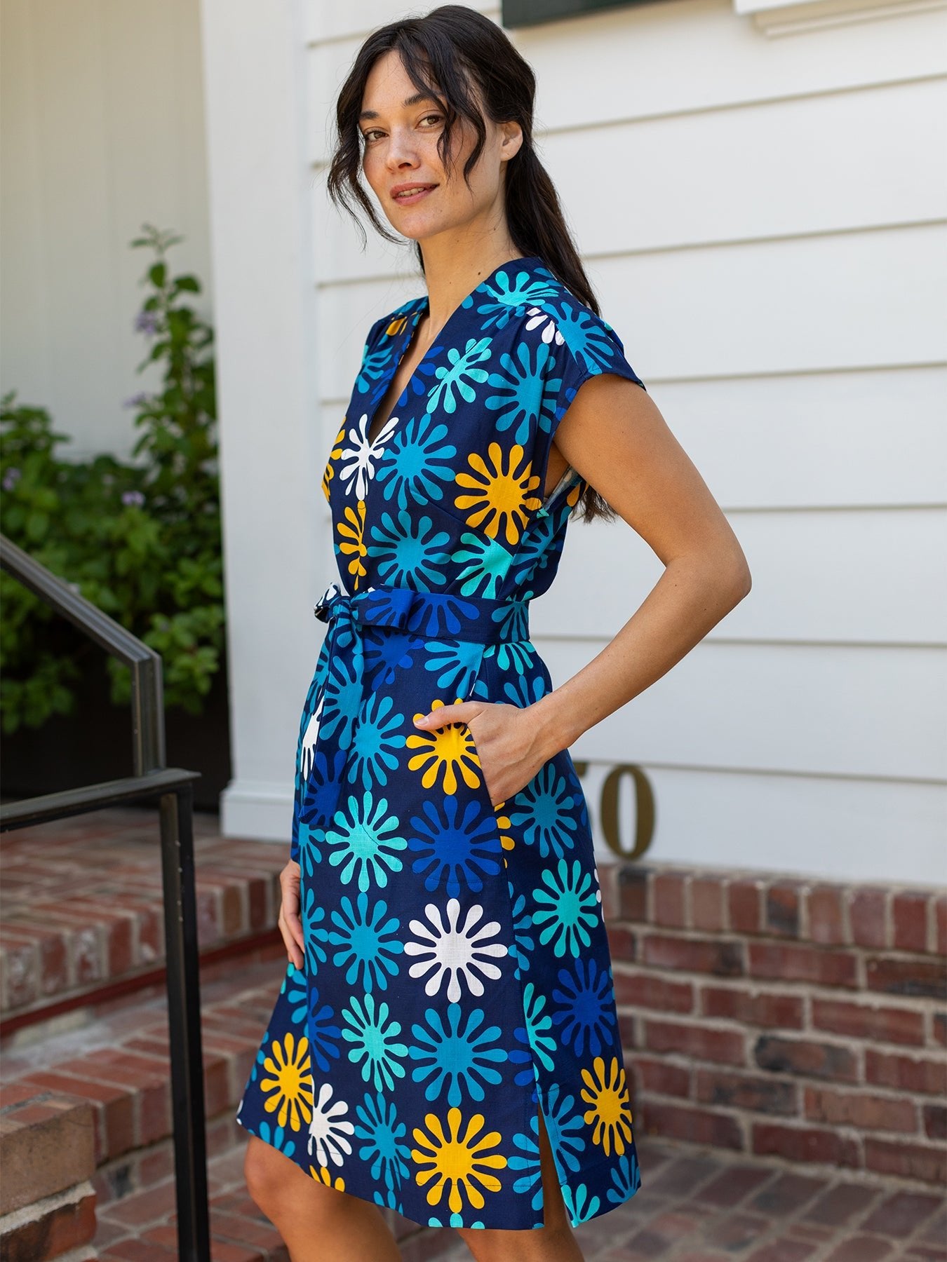 ELAINE dress Spritz Blue - Lesley Evers - butterflies - butterflies moths - cotton dress