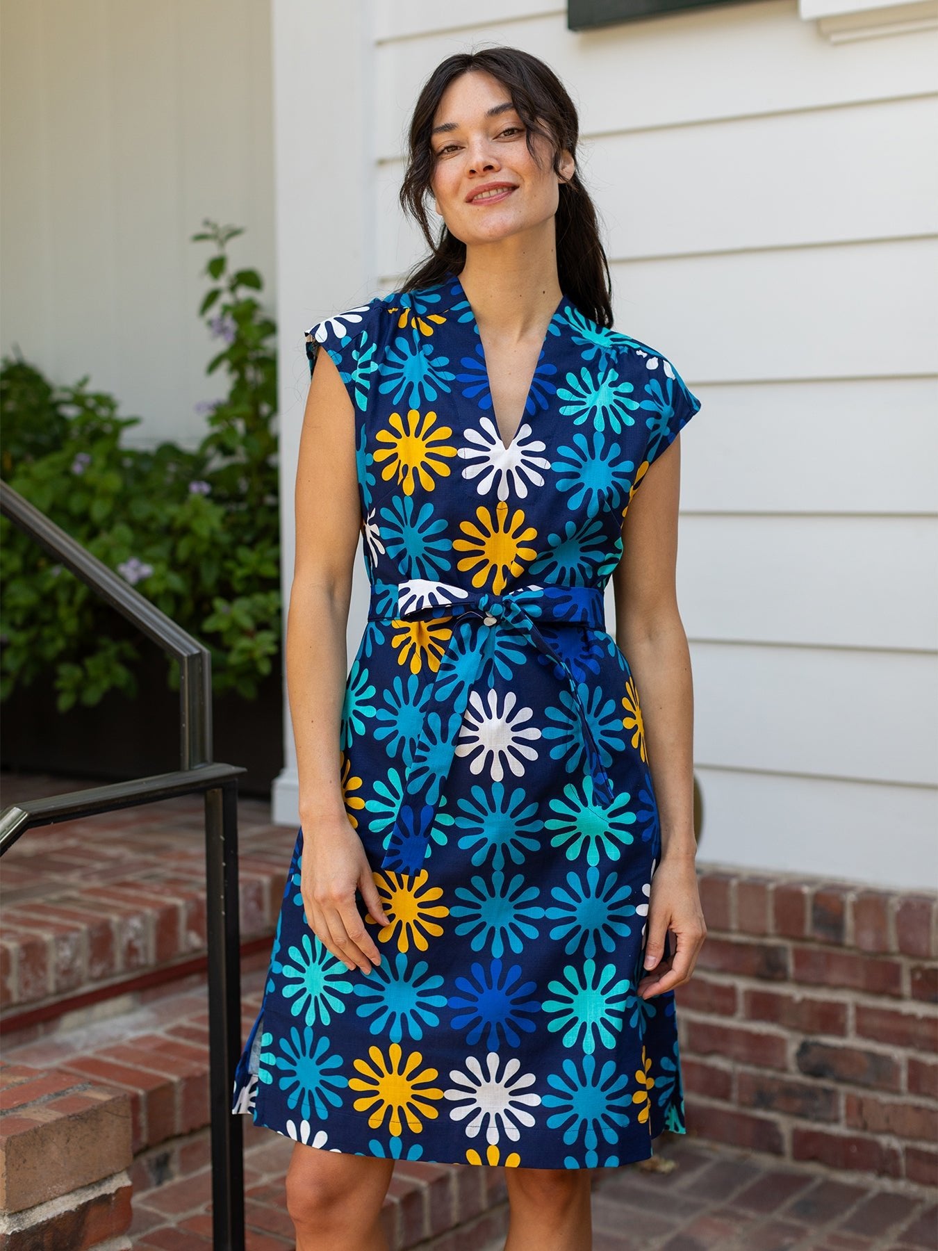 ELAINE dress Spritz Blue - Lesley Evers - butterflies - butterflies moths - cotton dress