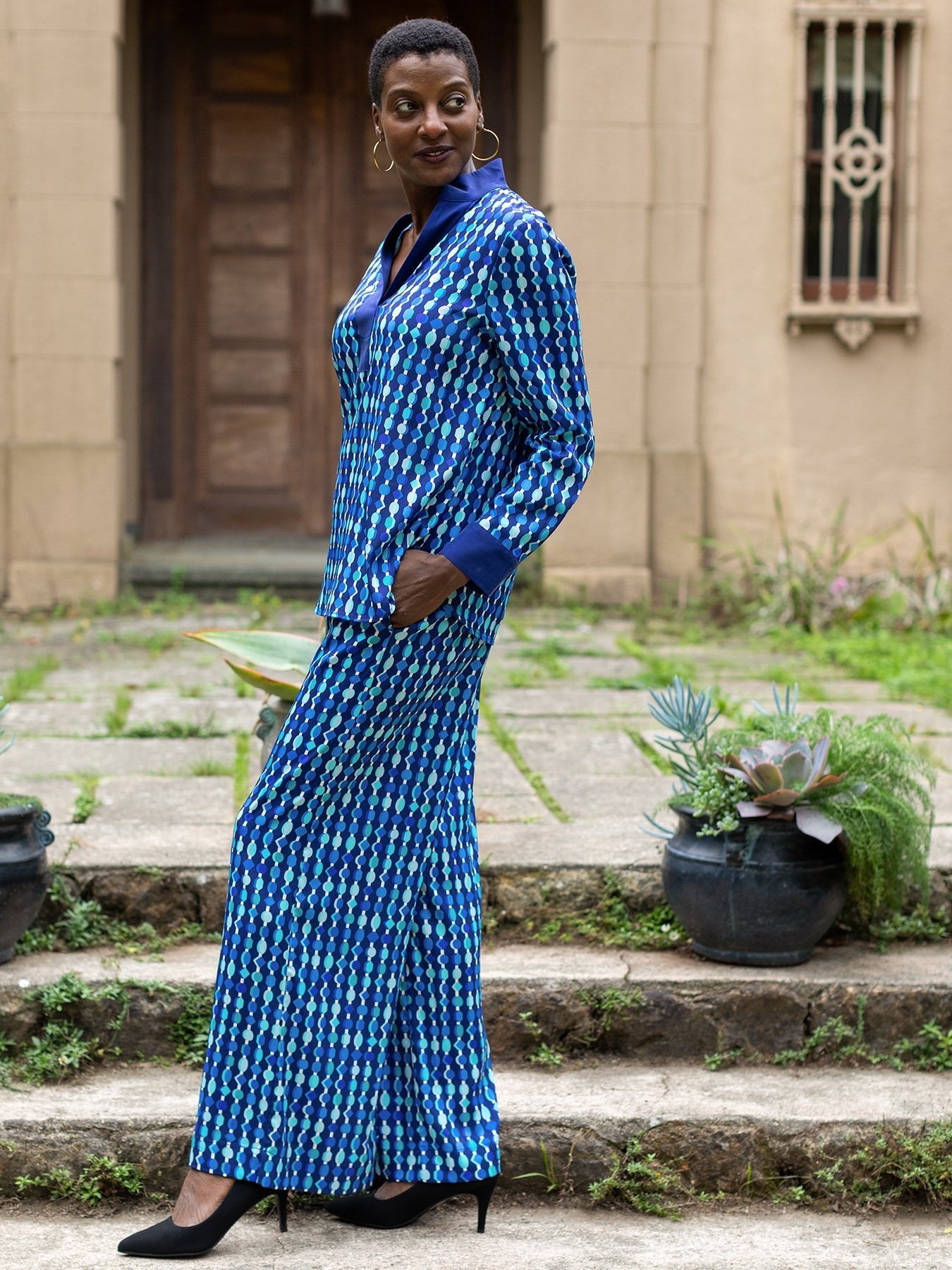 ELIZABETH pant Beads Navy - Lesley Evers - Bottoms - Pants - Shop