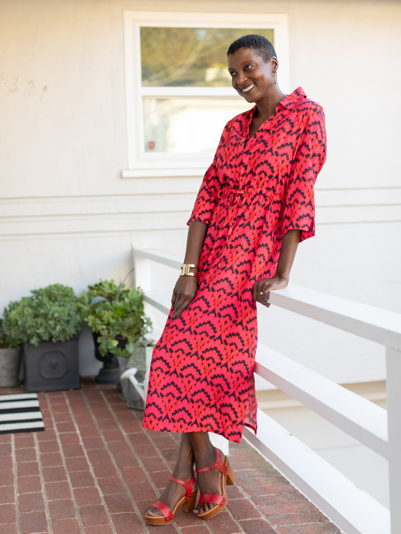 ELOISE dress Geo Shell Red - Lesley Evers - Dress - geo shells - Shop/Dresses