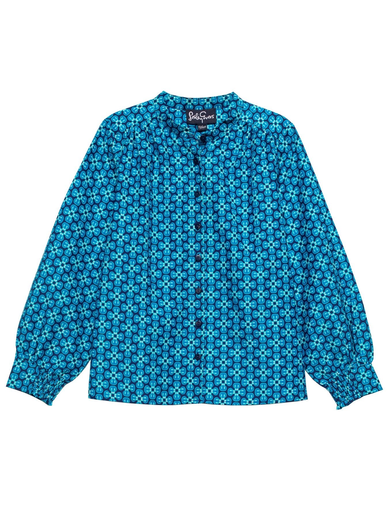 EMILY blouse Loop Tile Blue - Lesley Evers -