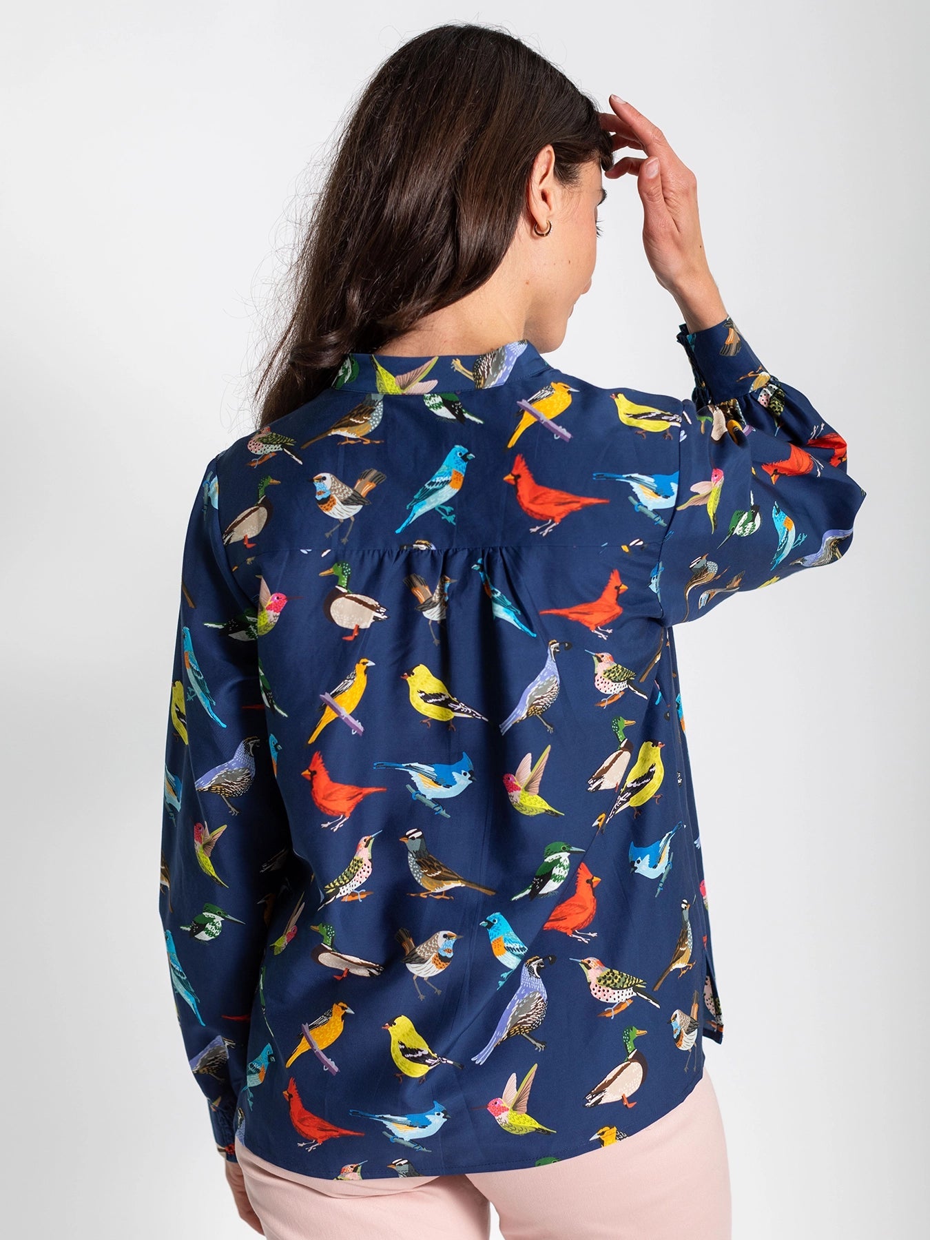 EMILY blouse Navy Birds - Lesley Evers -