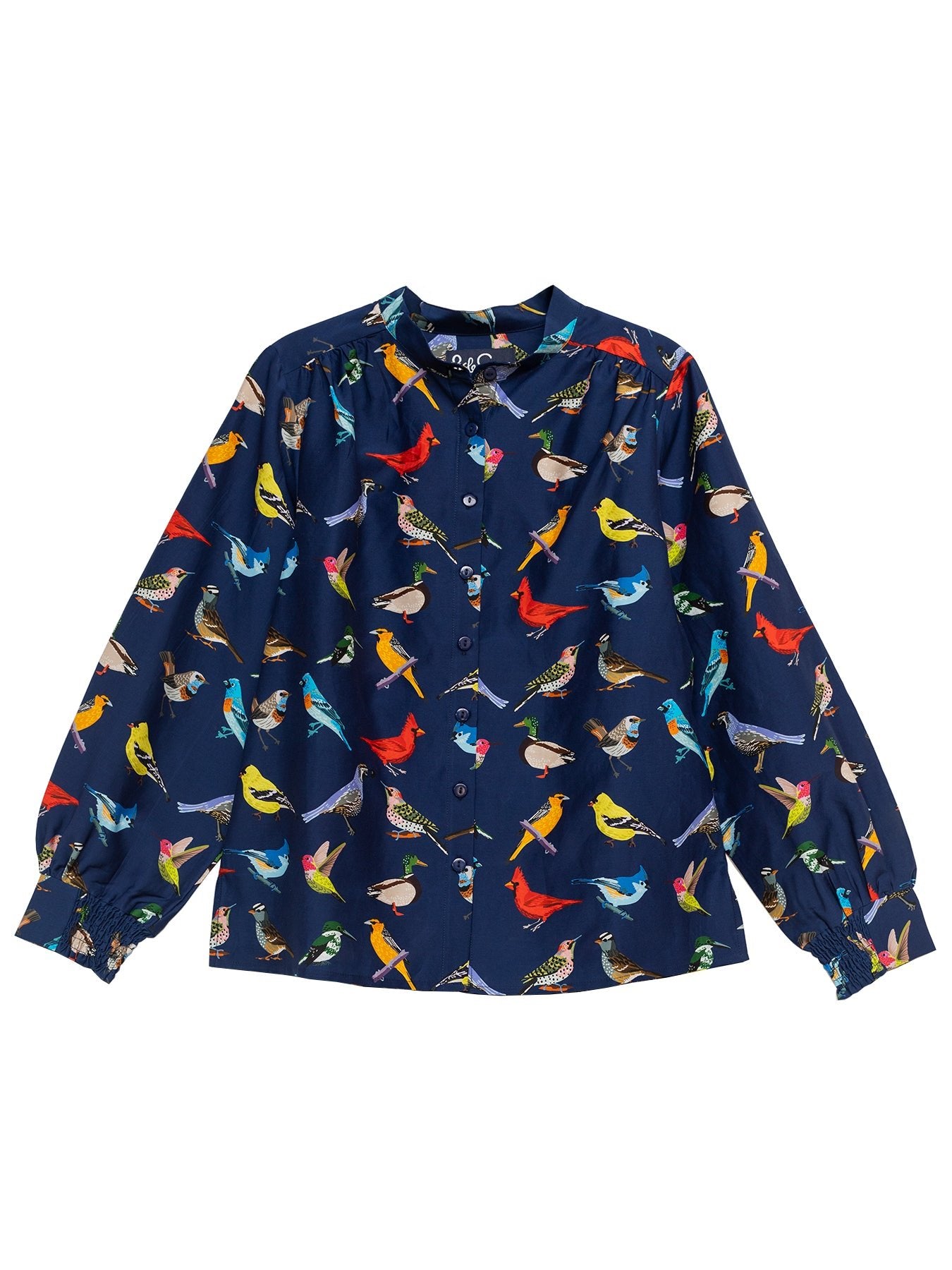 EMILY blouse Navy Birds - Lesley Evers -