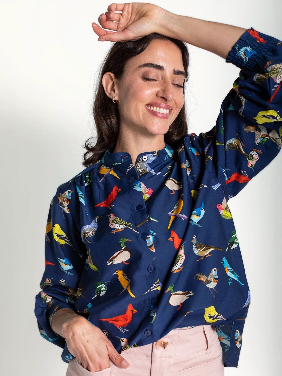 EMILY blouse Navy Birds - Lesley Evers-new-sale-service_blocked