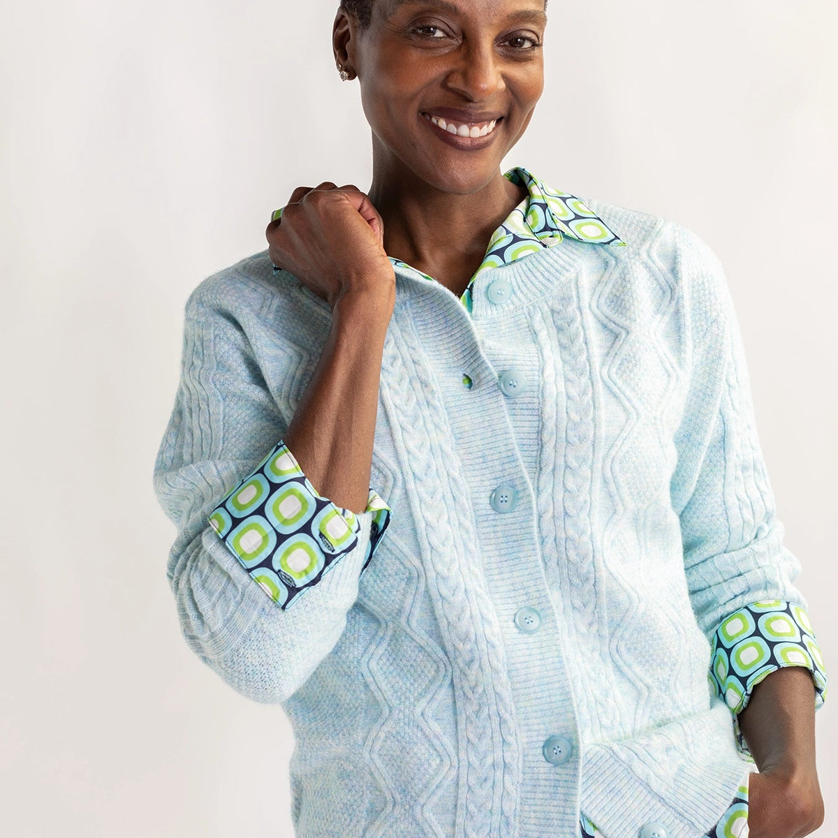 EMMA cardigan Light Blue – Lesley Evers