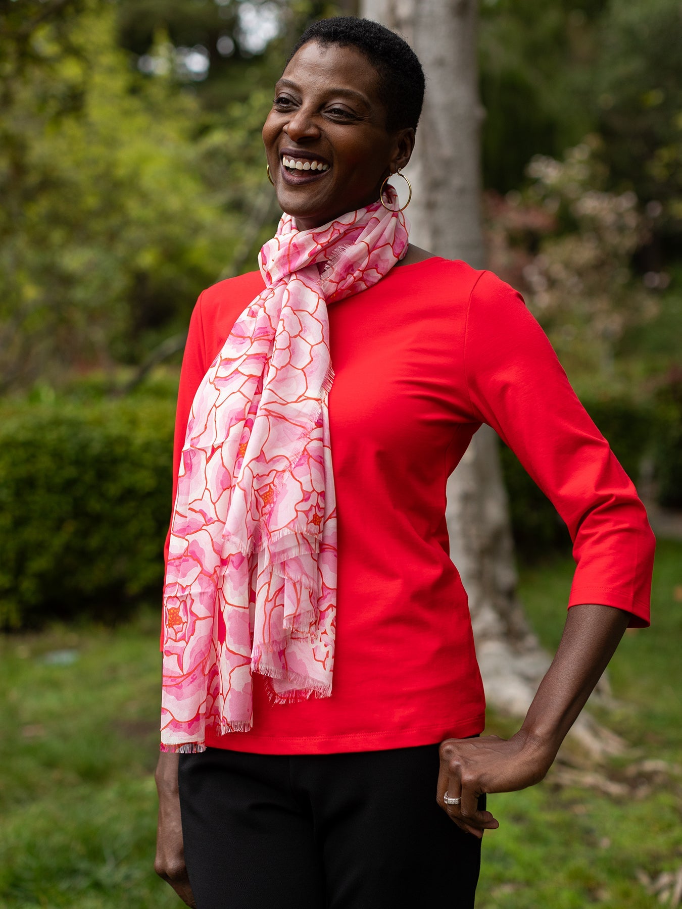 ESME silk scarf Peonies - Lesley Evers - Accessories - BF200 - esme