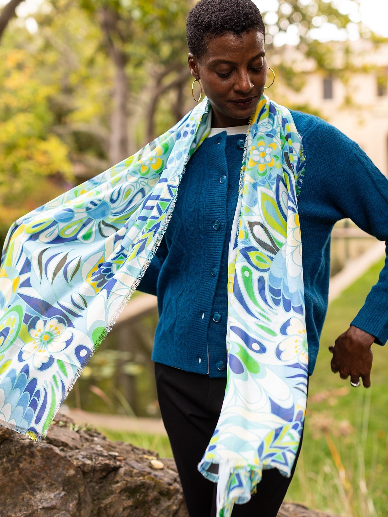 ESME silk scarf Shakalaka Light Blue - Lesley Evers - Accessories - BF200 - esme