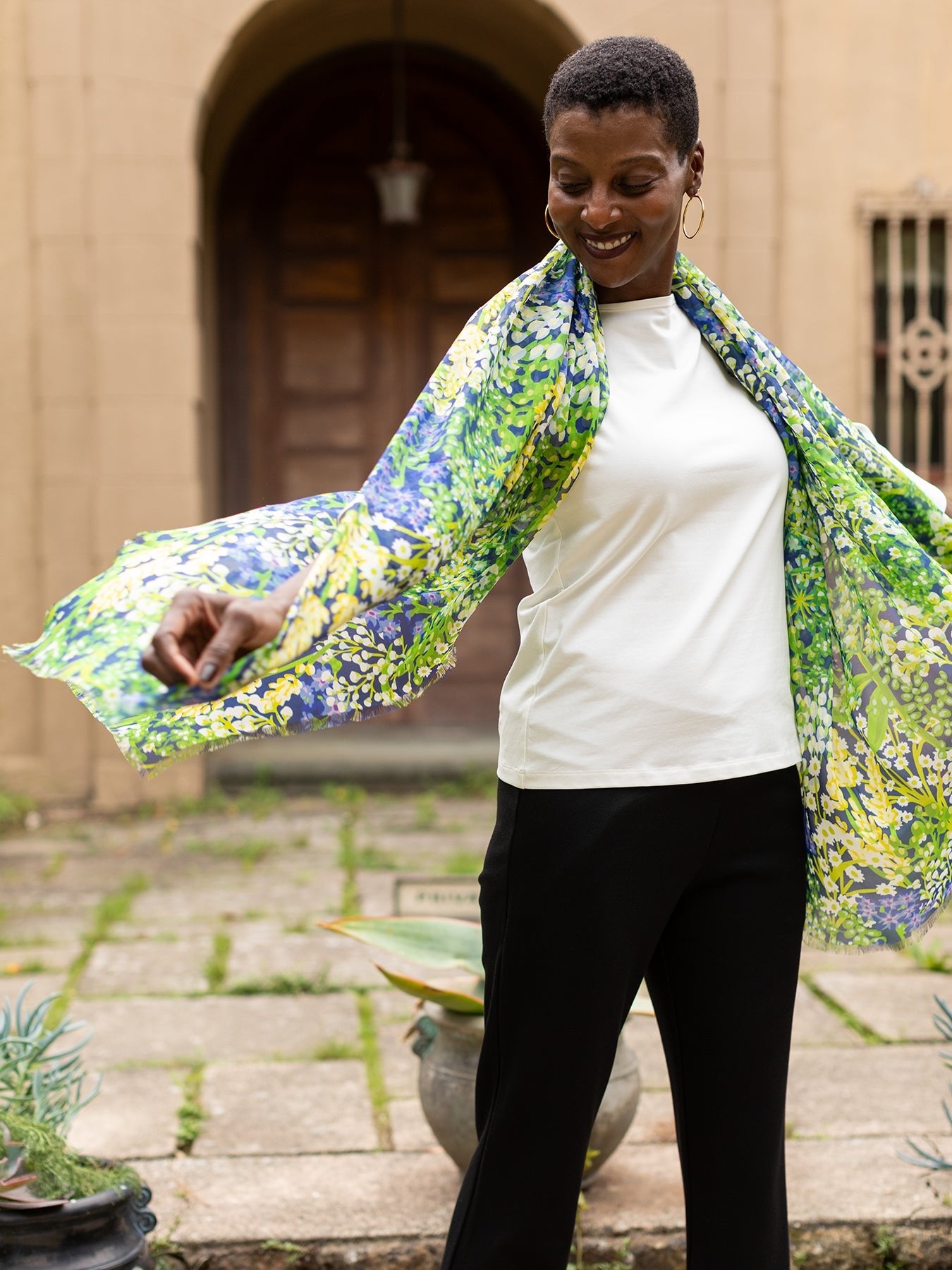 ESME silk scarf Spring Meadow Green - Lesley Evers - Accessories - BF200 - esme