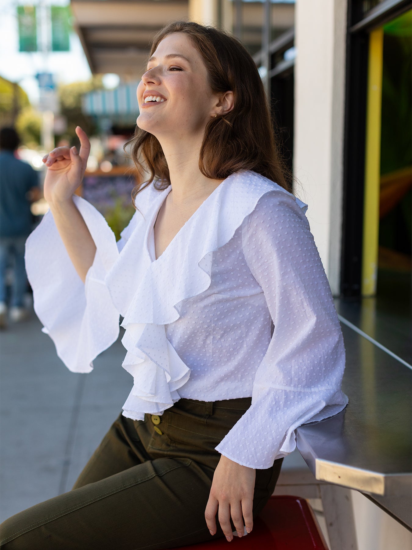 ESTELLE blouse Swiss Dot White - Lesley Evers - Shop - Shop/All Products - Shop/Separates