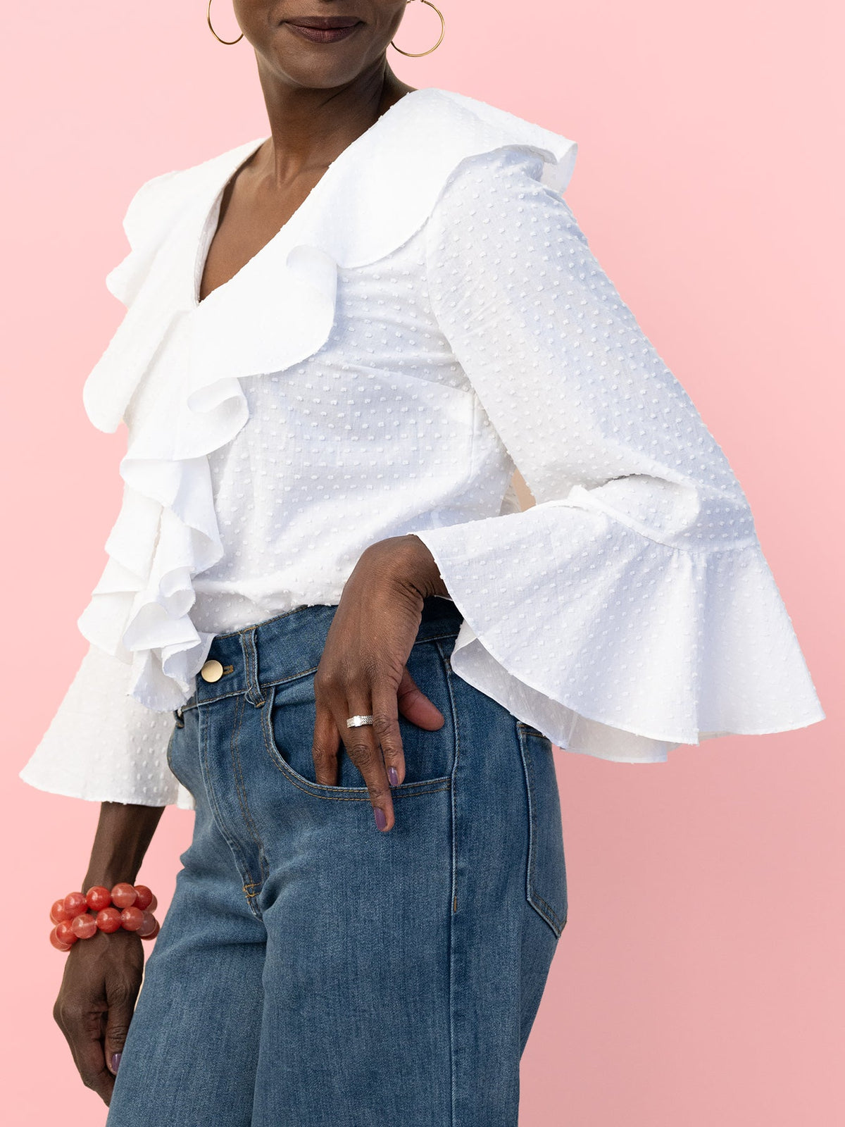 ESTELLE blouse Swiss Dot White - Lesley Evers-service_blocked-Shop-Shop/All Products