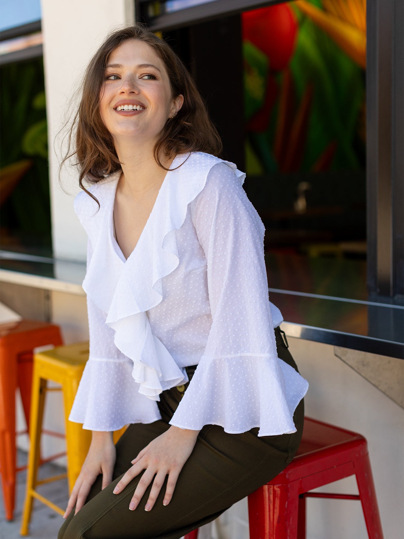 ESTELLE blouse Swiss Dot White - Lesley Evers - Shop - Shop/All Products - Shop/Separates