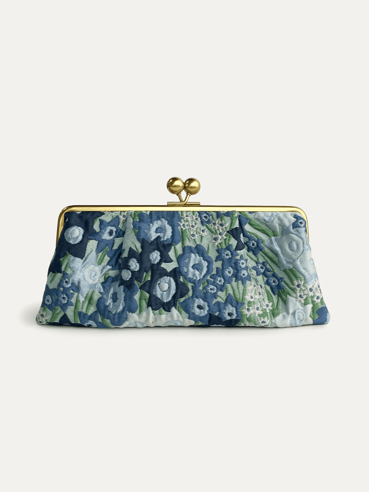 ETTA Clutch Daffodils Blue - Lesley Evers-Accessories-bag with silk scarf-clutch