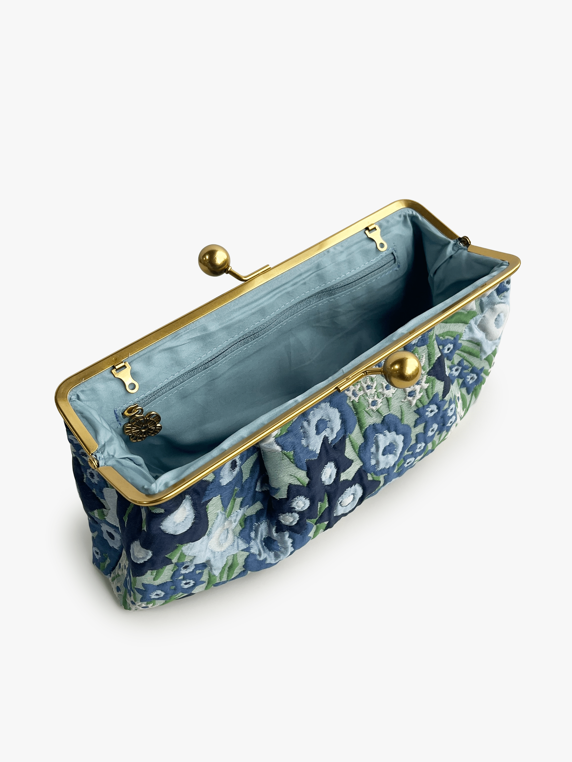 ETTA Clutch Daffodils Blue - Lesley Evers-Accessories-bag with silk scarf-clutch