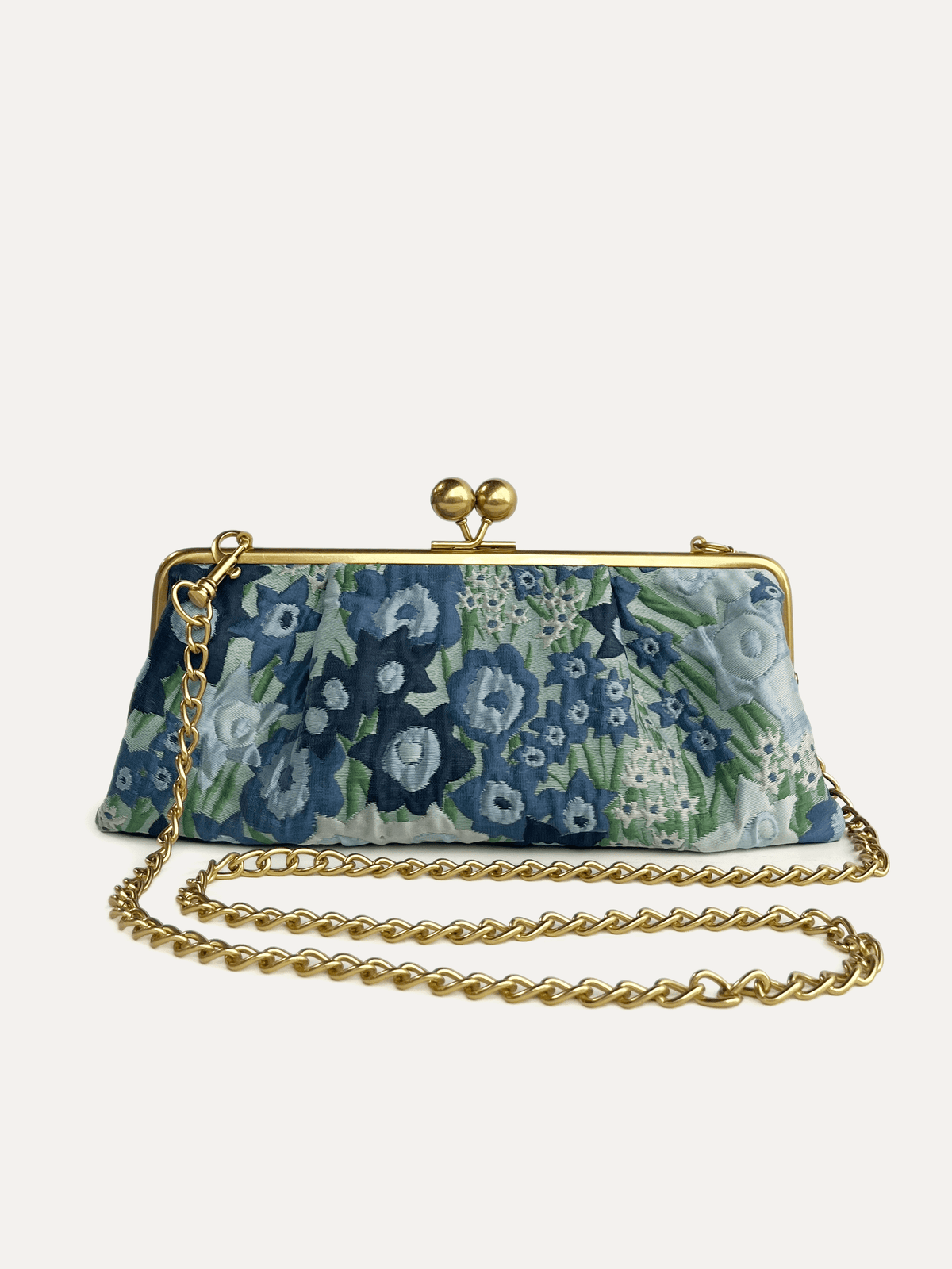 ETTA Clutch Daffodils Blue - Lesley Evers-Accessories-bag with silk scarf-clutch
