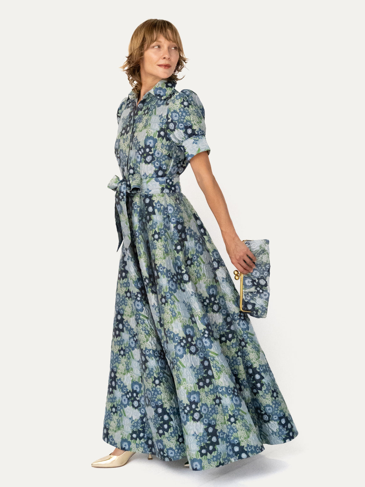 EVANGELINE dress Daffodils Blue - Lesley Evers-Dress-evangeline-formal