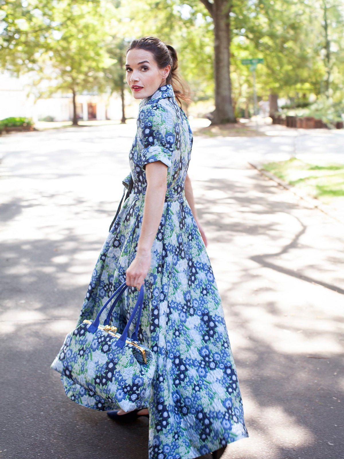 EVANGELINE dress Daffodils Blue - Lesley Evers-Dress-evangeline-formal