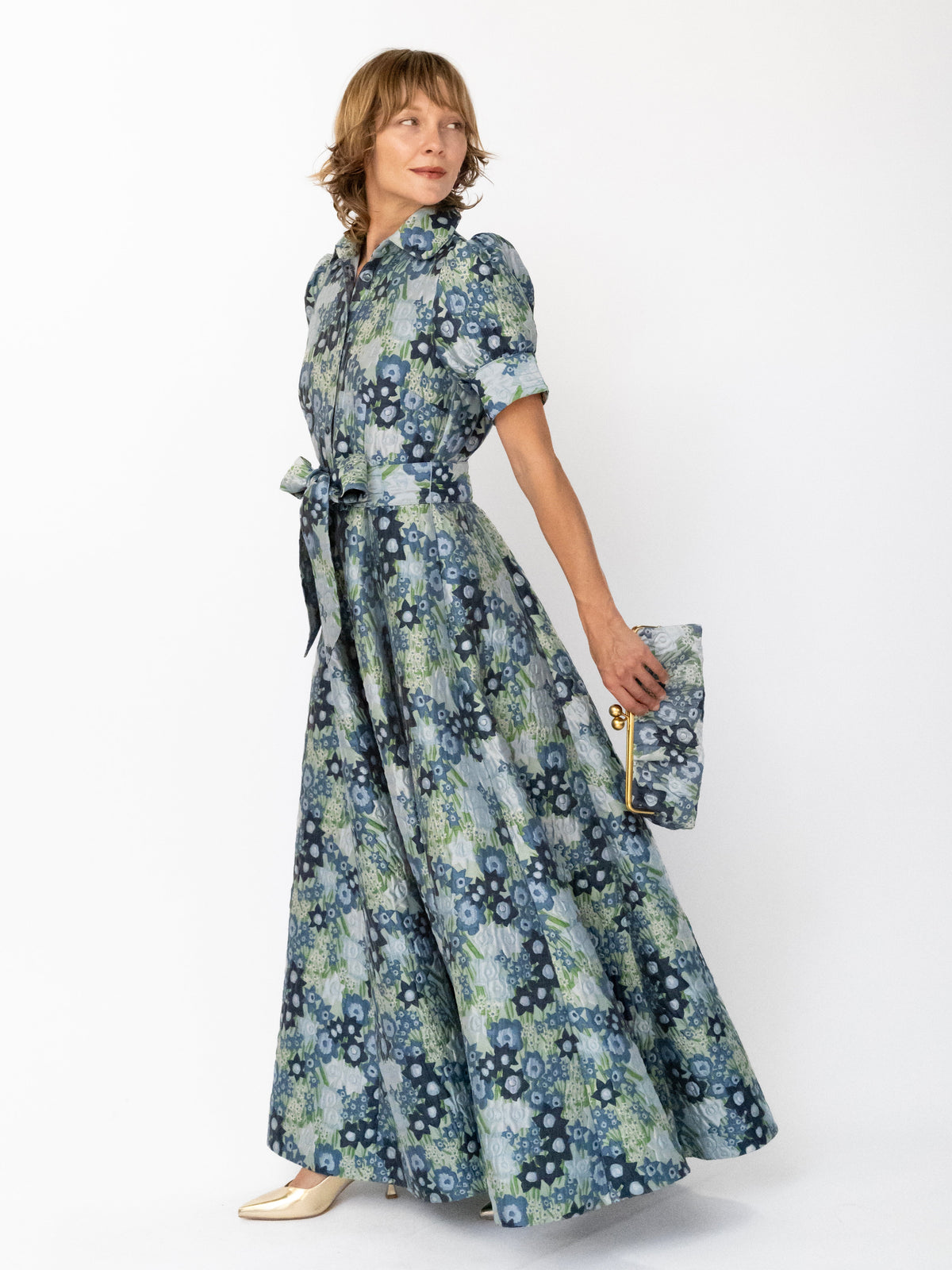 EVANGELINE dress Daffodils Blue - Lesley Evers-Dress-evangeline-formal