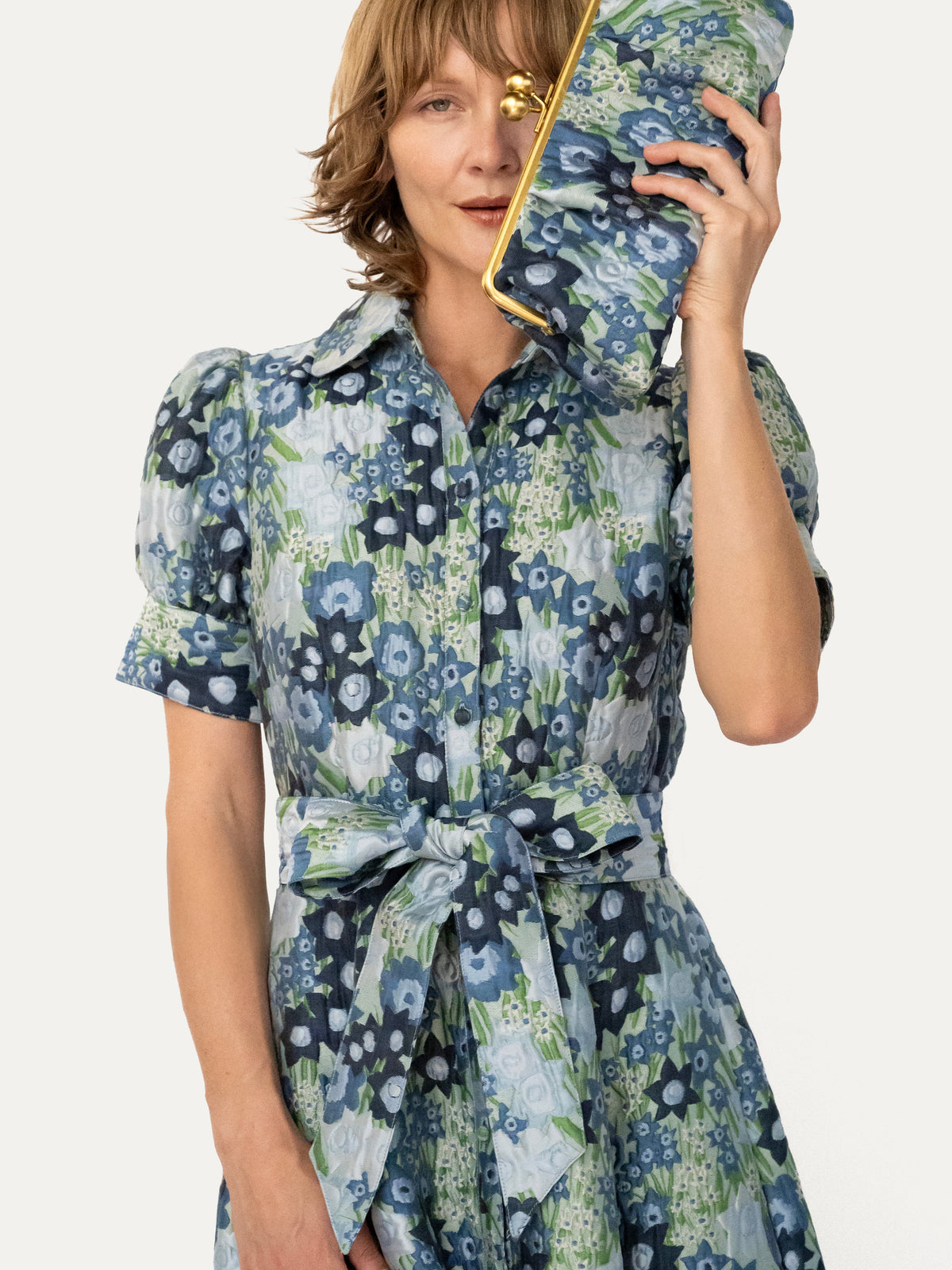 EVANGELINE dress Daffodils Blue - Lesley Evers-Dress-evangeline-formal