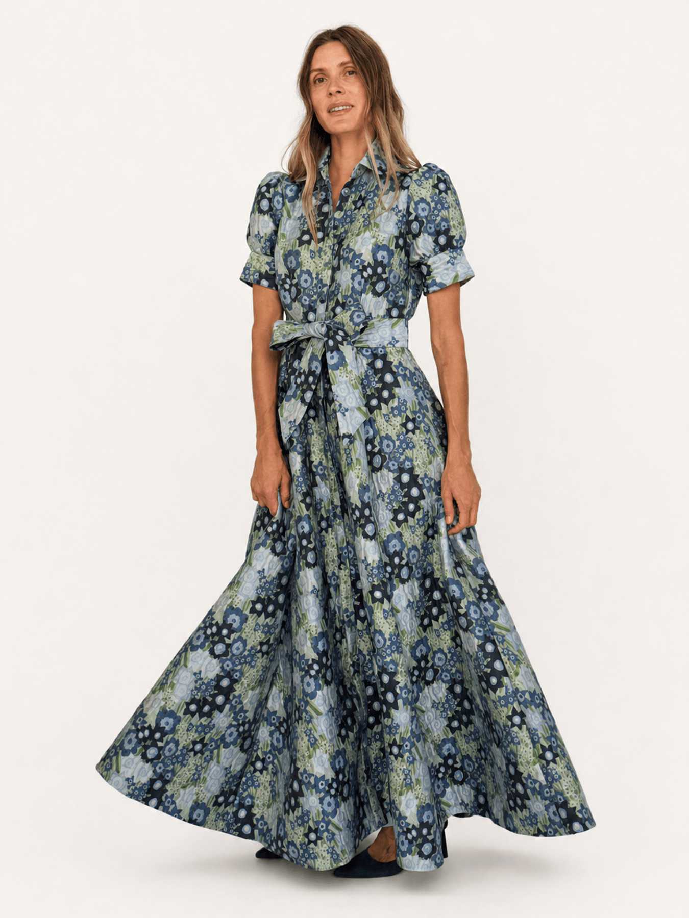 EVANGELINE dress Daffodils Blue - Lesley Evers-Dress-evangeline-formal