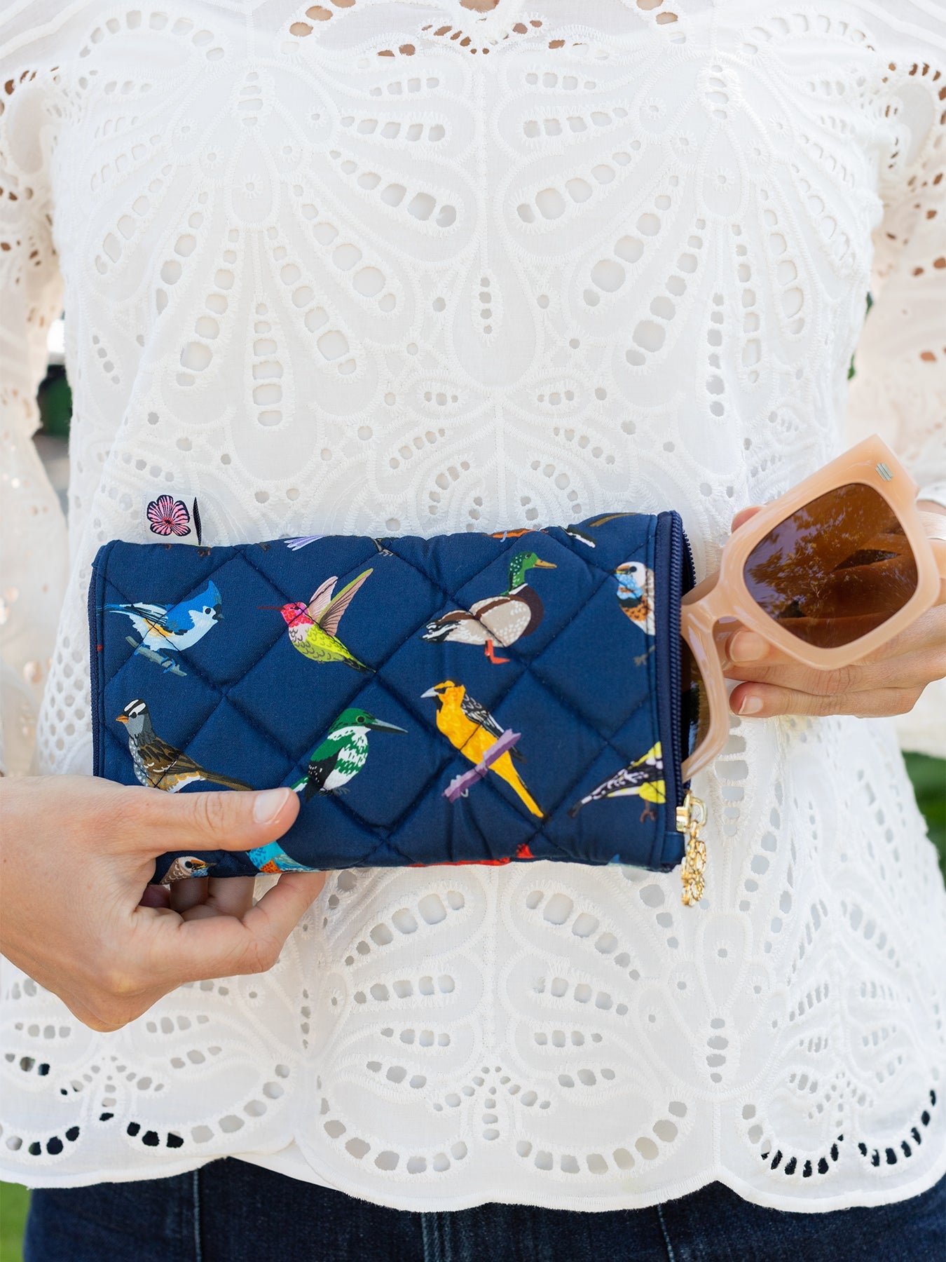 Eyeglass Case Navy Birds - Lesley Evers - Accessories - eyeglass case - pouch