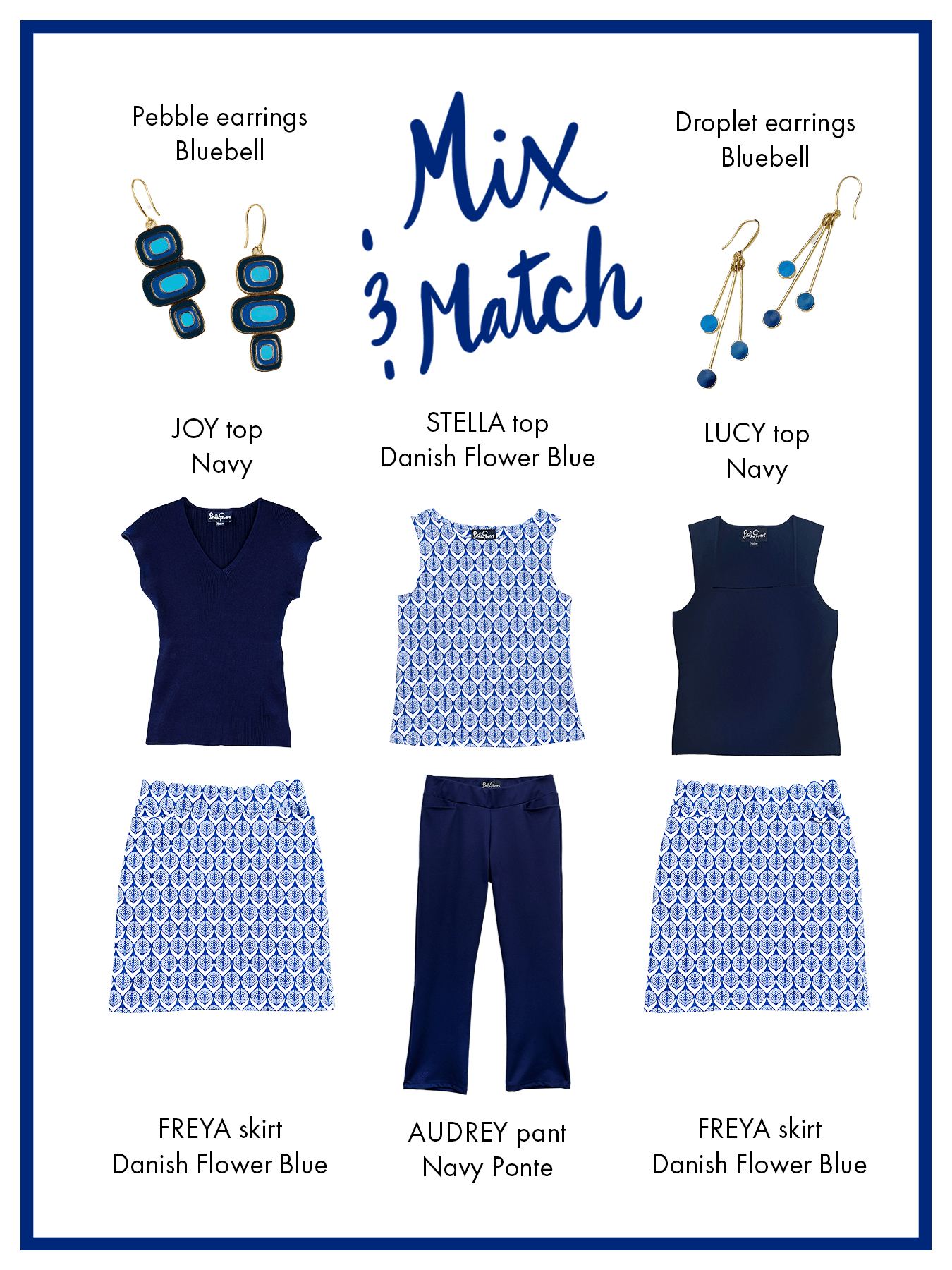 FREYA skirt Danish Flower Blue - Lesley Evers - Blue - Bottoms - floral