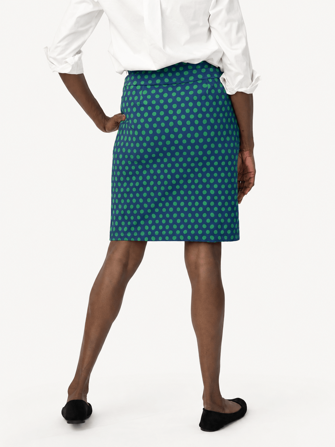 FREYA skirt Polka Dots Navy and Green - Lesley Evers-Bottoms-floral-freya