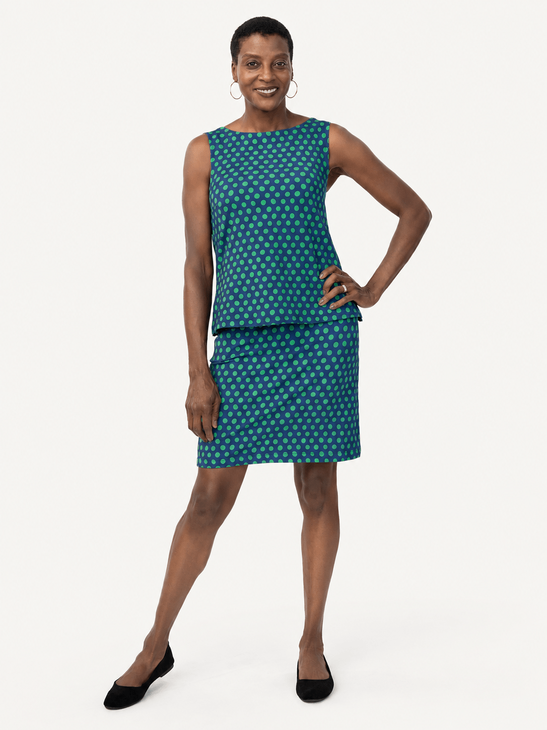 FREYA skirt Polka Dots Navy and Green - Lesley Evers-Bottoms-floral-freya